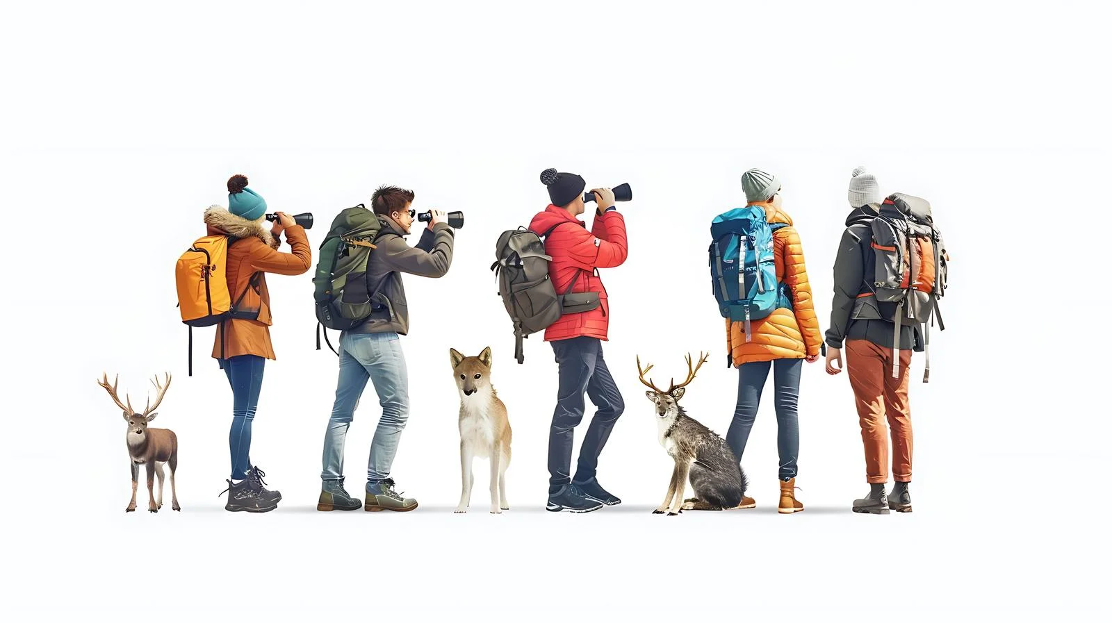 Hikers Using Binoculars for Wildlife Observation — free download from Dotvec