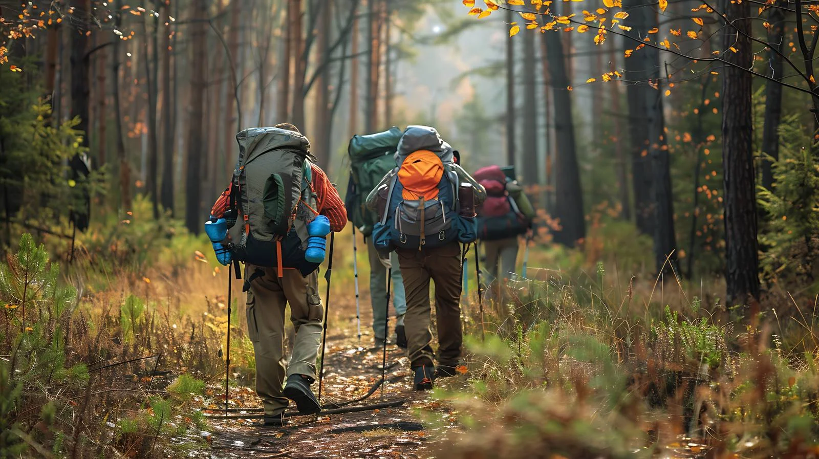 Hiking with Trekking Poles and Backpacks — free download from Dotvec