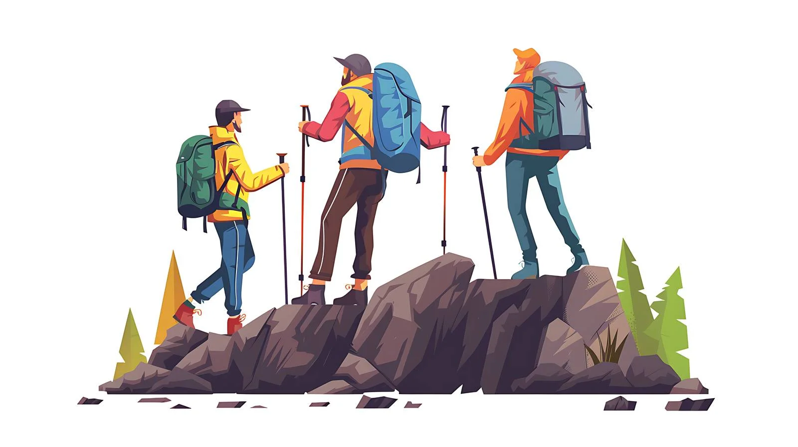 Hikers with Trekking Pole — free download from Dotvec