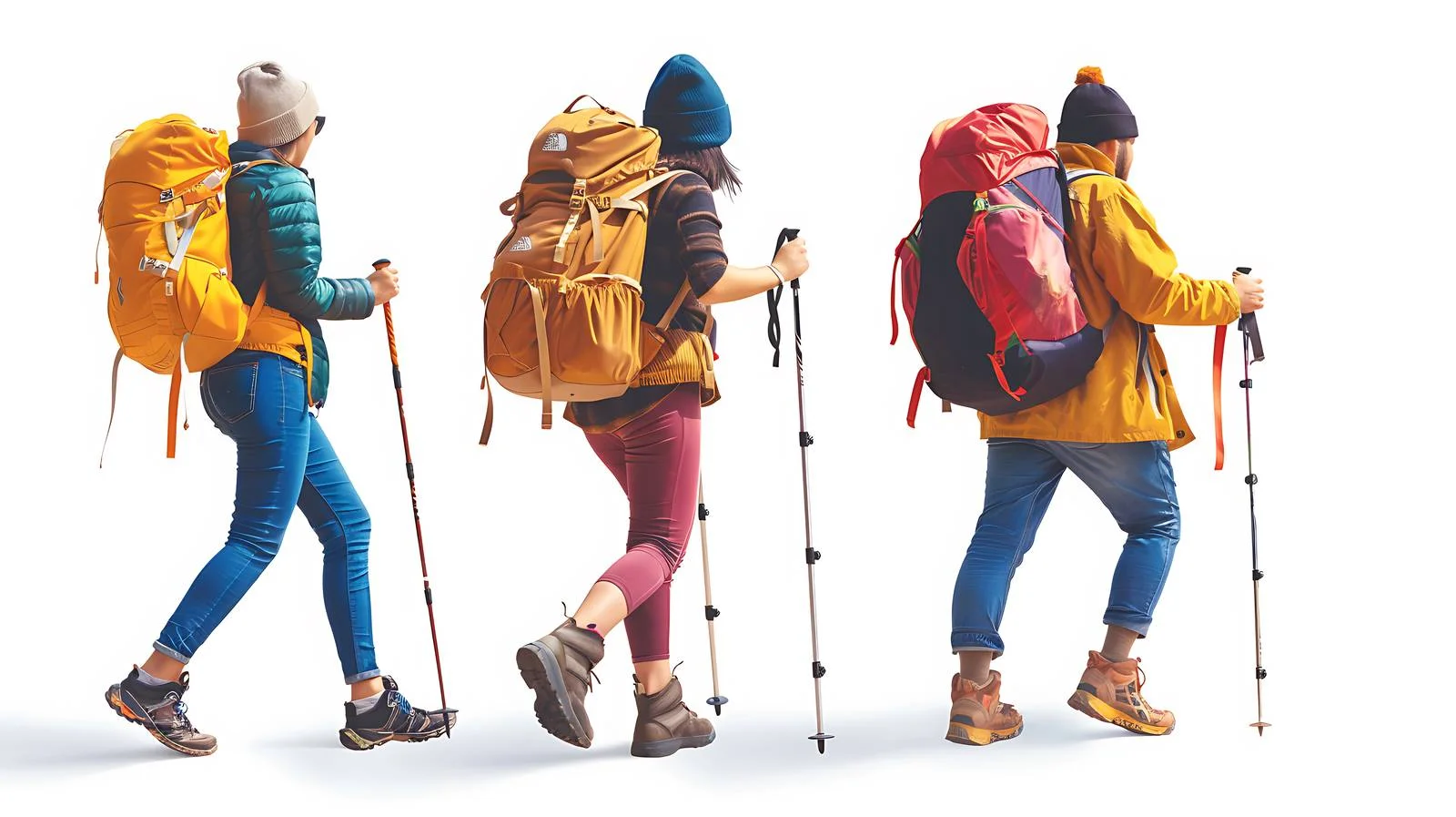 Hikers with Trekking Pole and Backpacks — free download from Dotvec