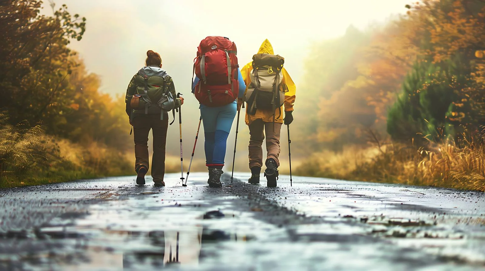 Hikers Trekking with Backpacks and Pole — free download from Dotvec
