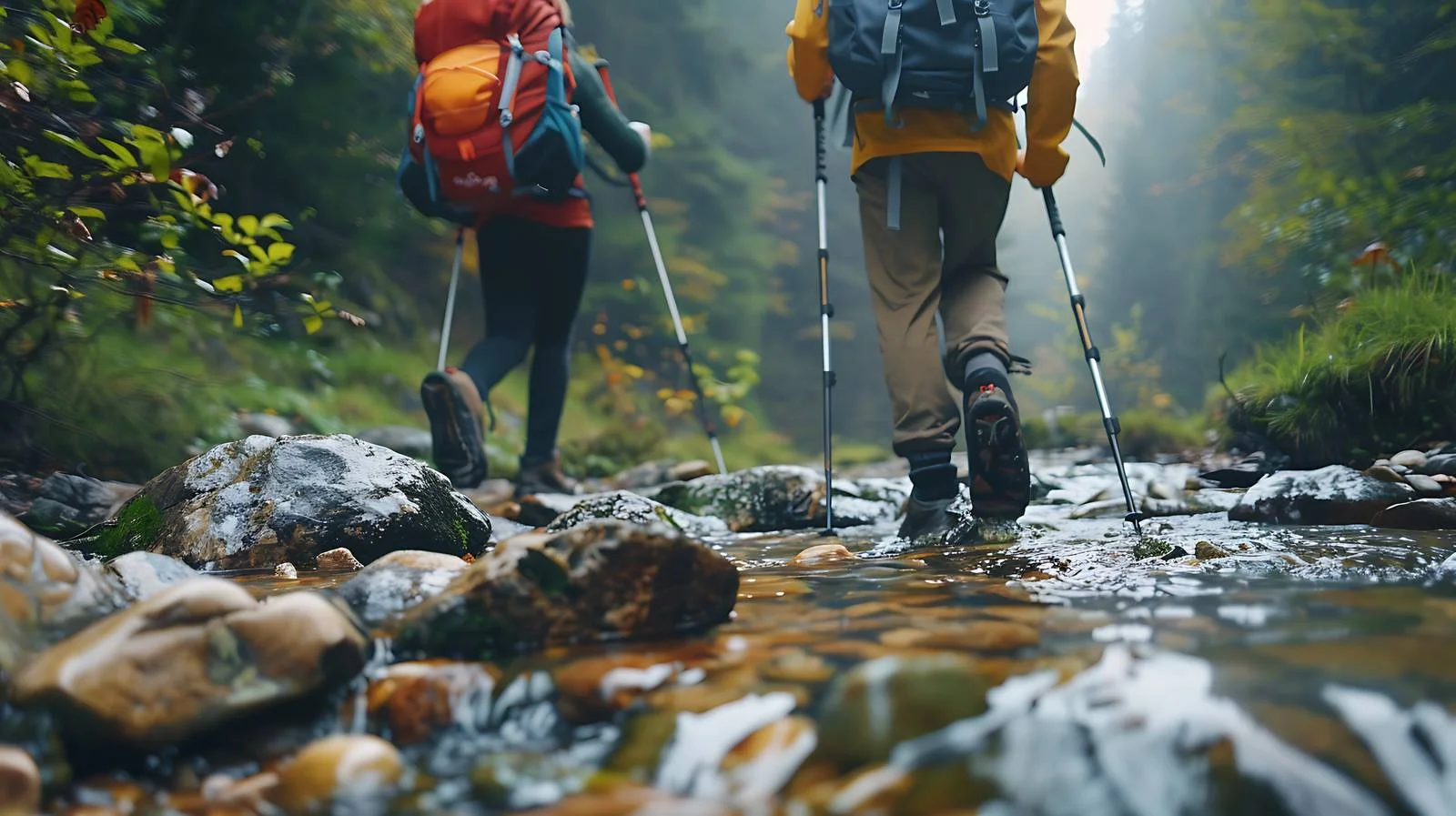 Hikers Using Trekking Pole with Backpacks — free download from Dotvec