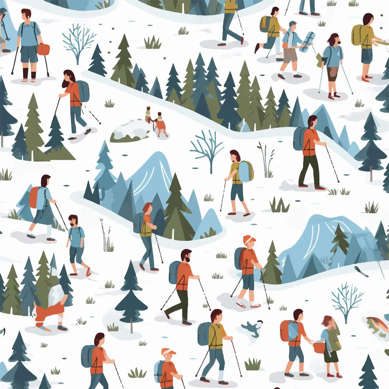 Seamless Hiking and Camping Pattern for Summer — free download from Dotvec
