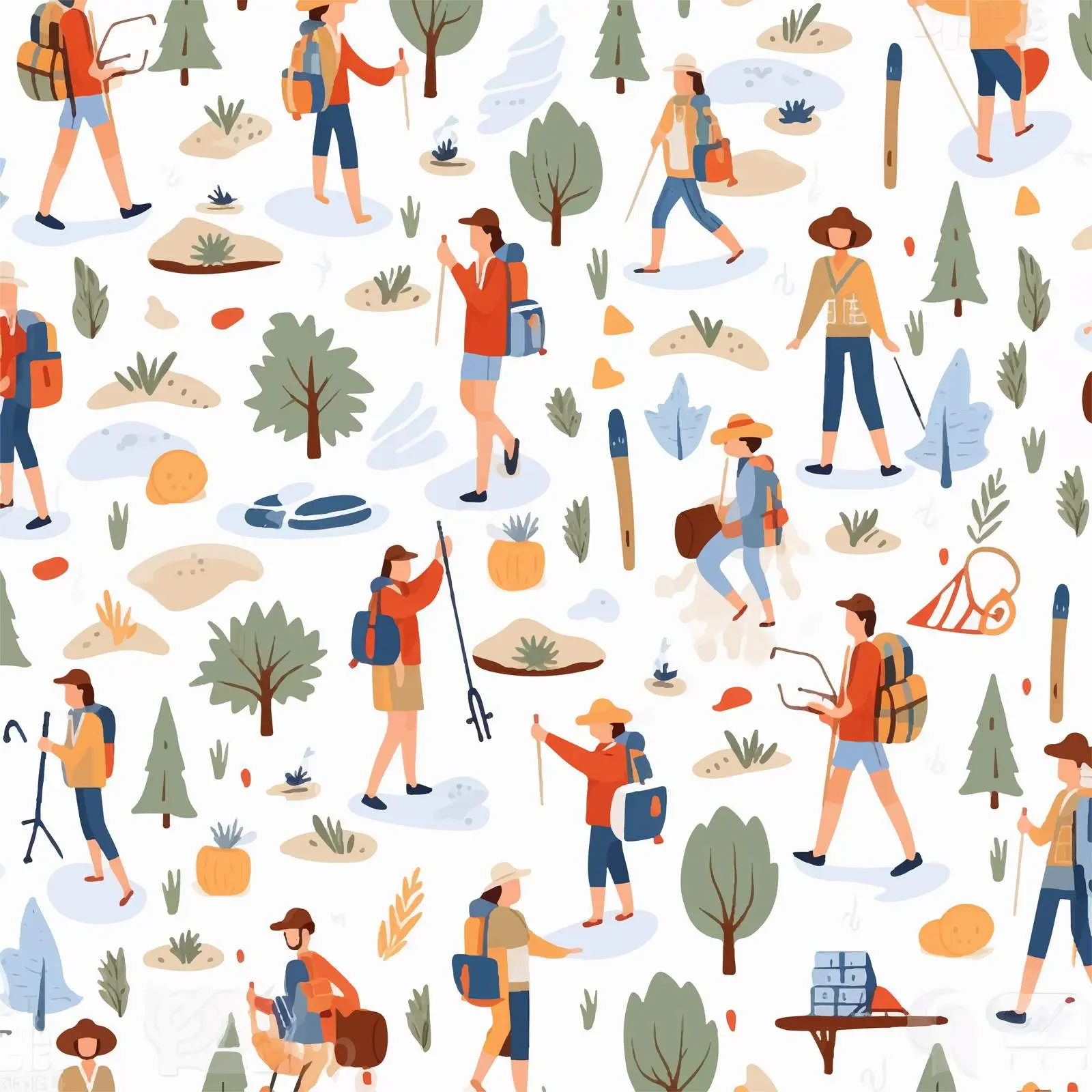 Seamless Pattern of Hiking and Camping — free download from Dotvec