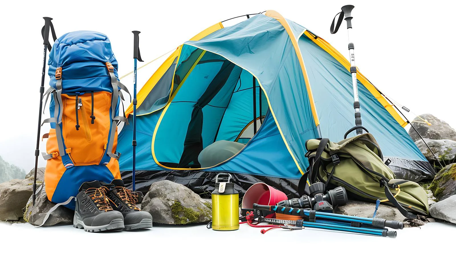 Hiking Essentials in Camping Setup — free download from Dotvec