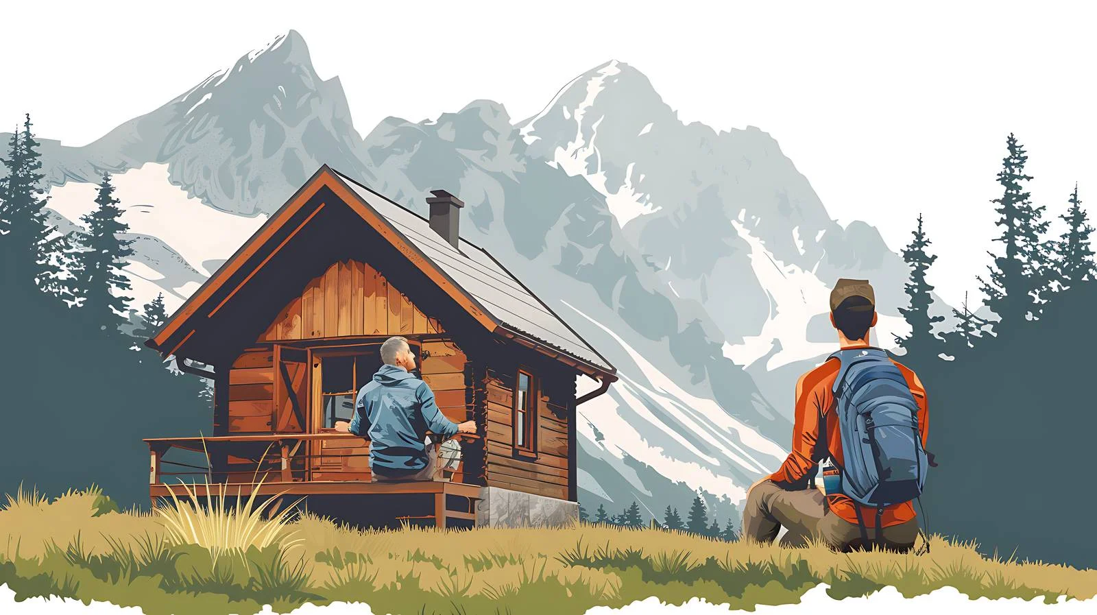 Alpine Retreat Break: Mountain Couple Resting — free download from Dotvec