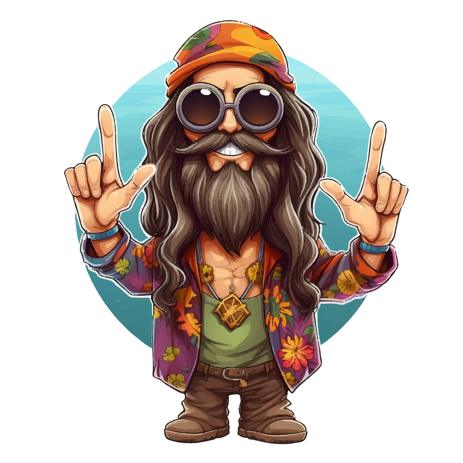 Hippie Cartoon Character Promoting Peace and Love — free download from Dotvec