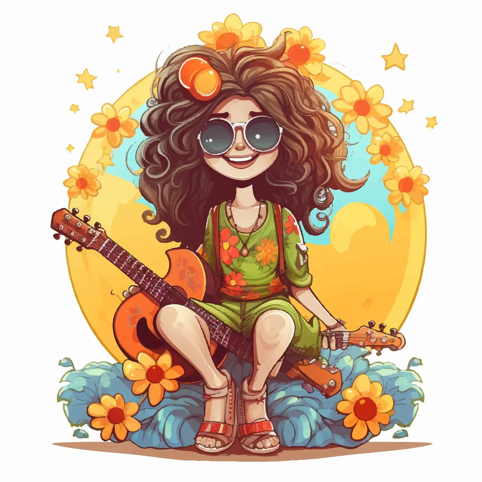 Hippie Cartoon Character Promoting Peace and Love — free download from Dotvec