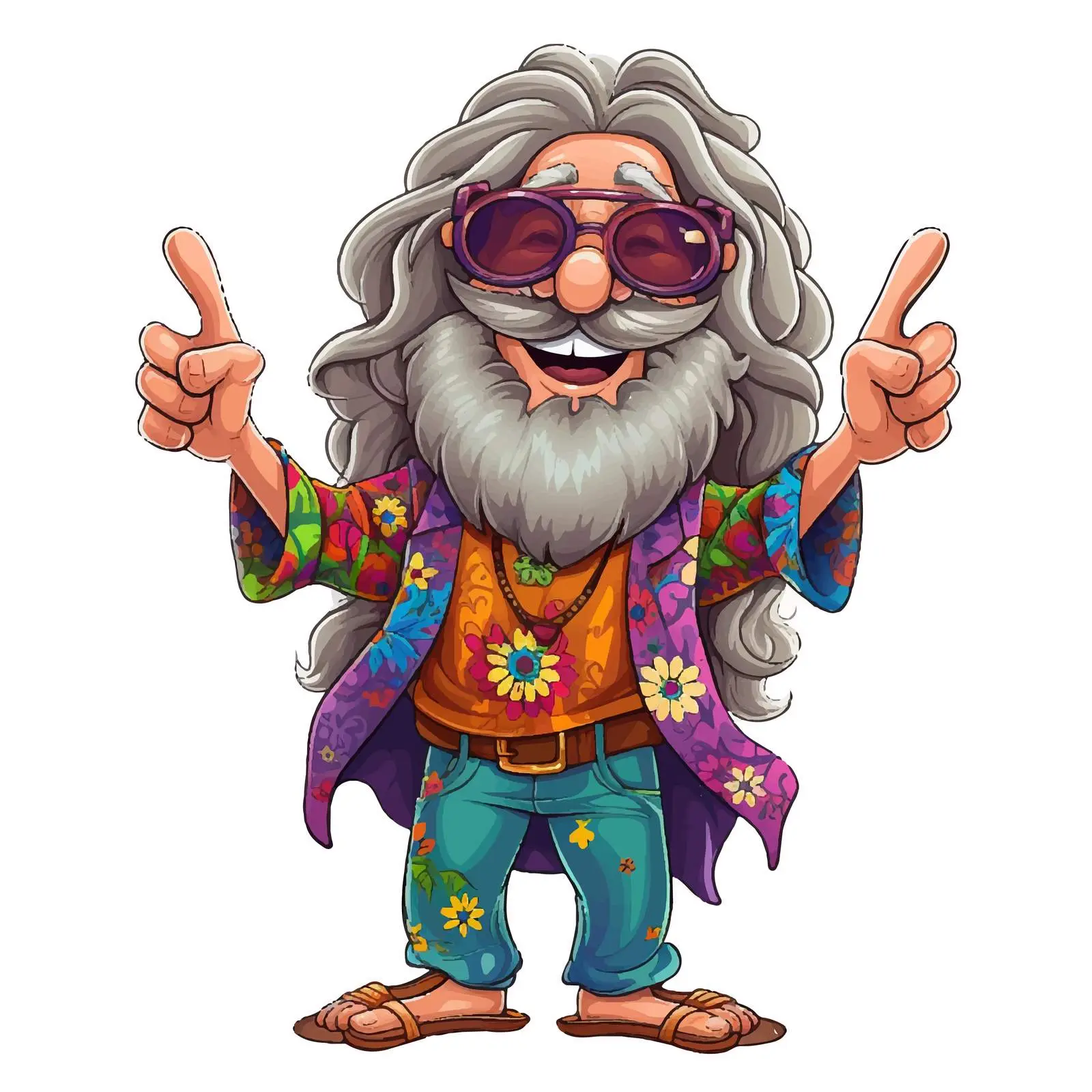 Hippie Cartoon Character Promoting Peace and Love — free download from Dotvec