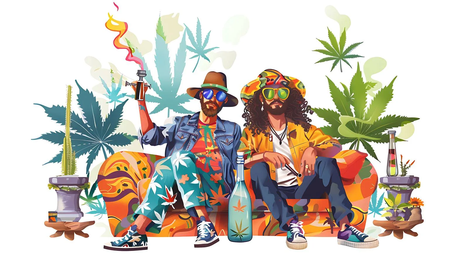 Hippie Style Couple Smoking Marijuana — free download from Dotvec