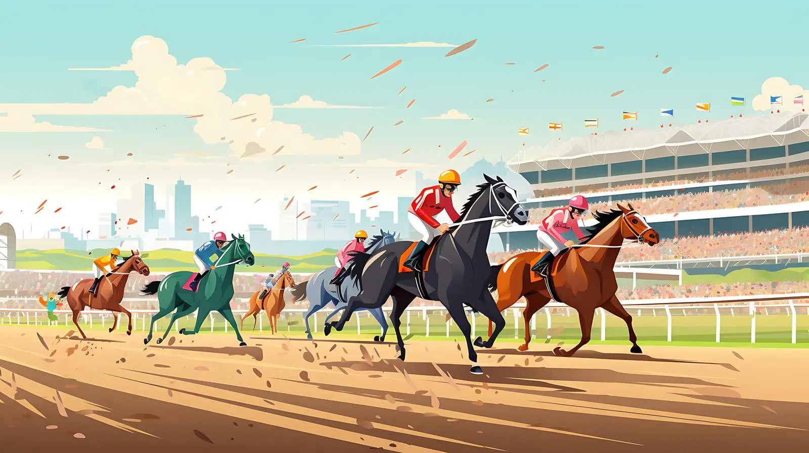Cartoon Horse Racing Competitions panorama — free download from Dotvec