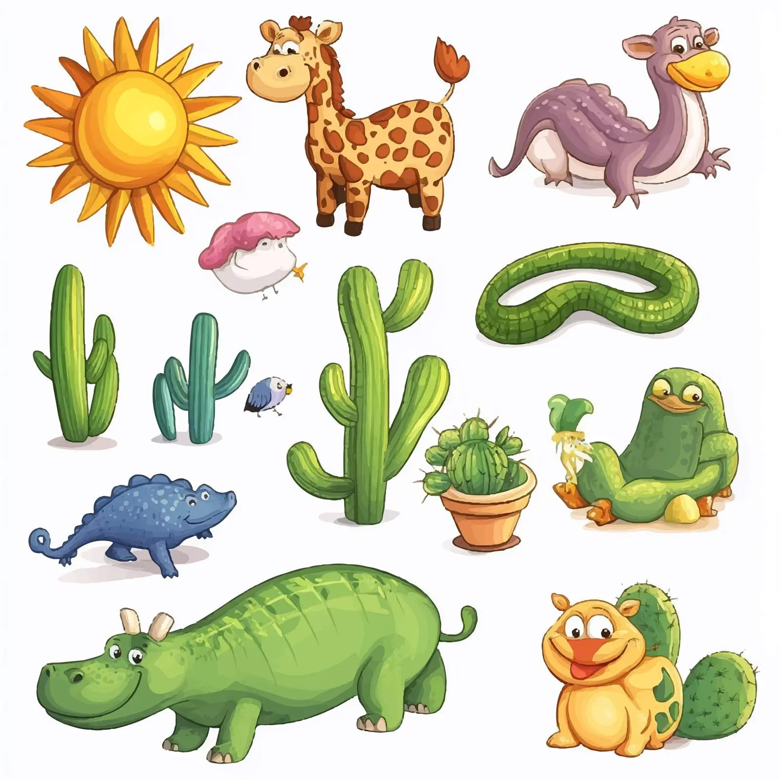 Colorful Animal Vector Collection with Nature Elements — free download from Dotvec