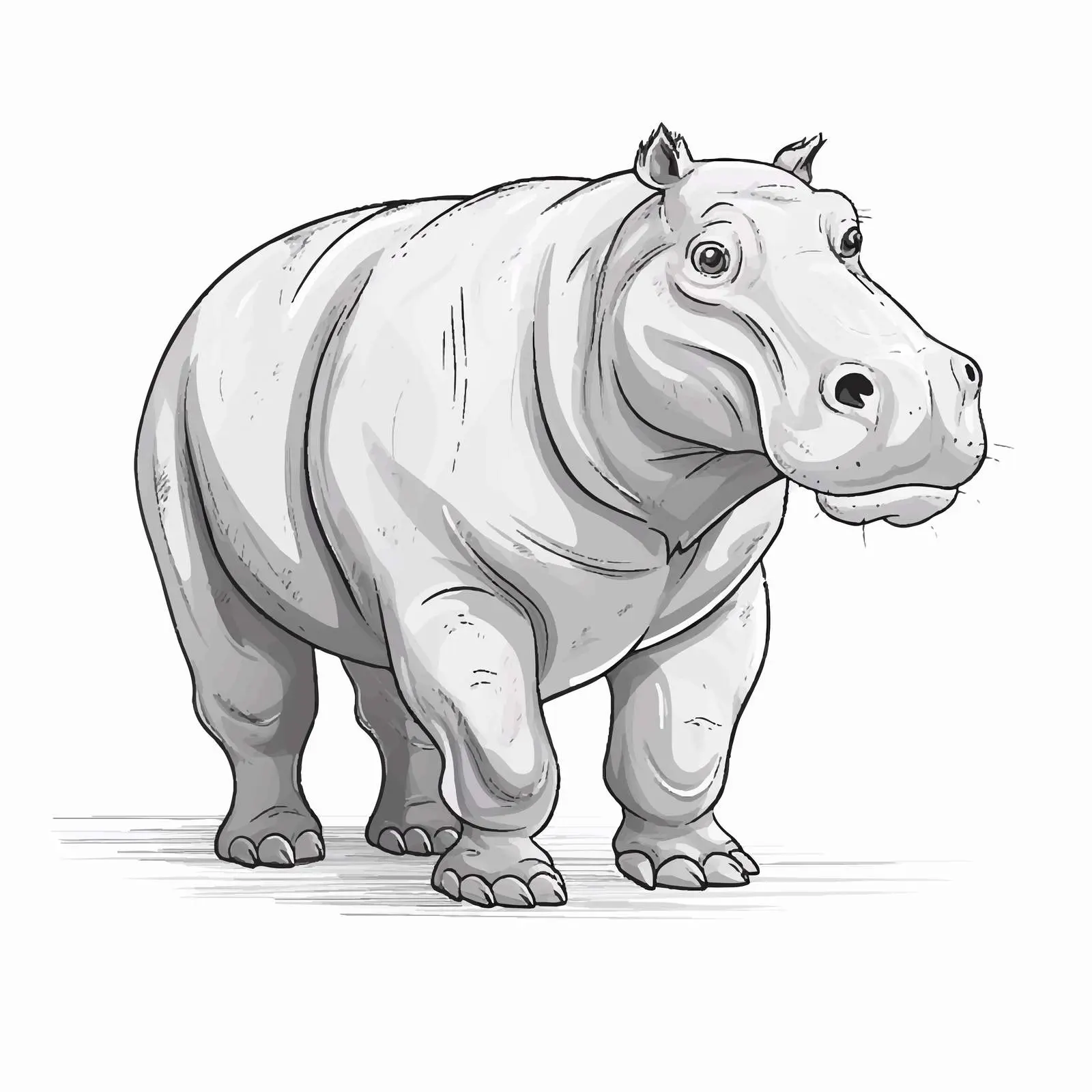 Cute Hippopotamus Cartoon Vector Sketch Illustration — free download from Dotvec