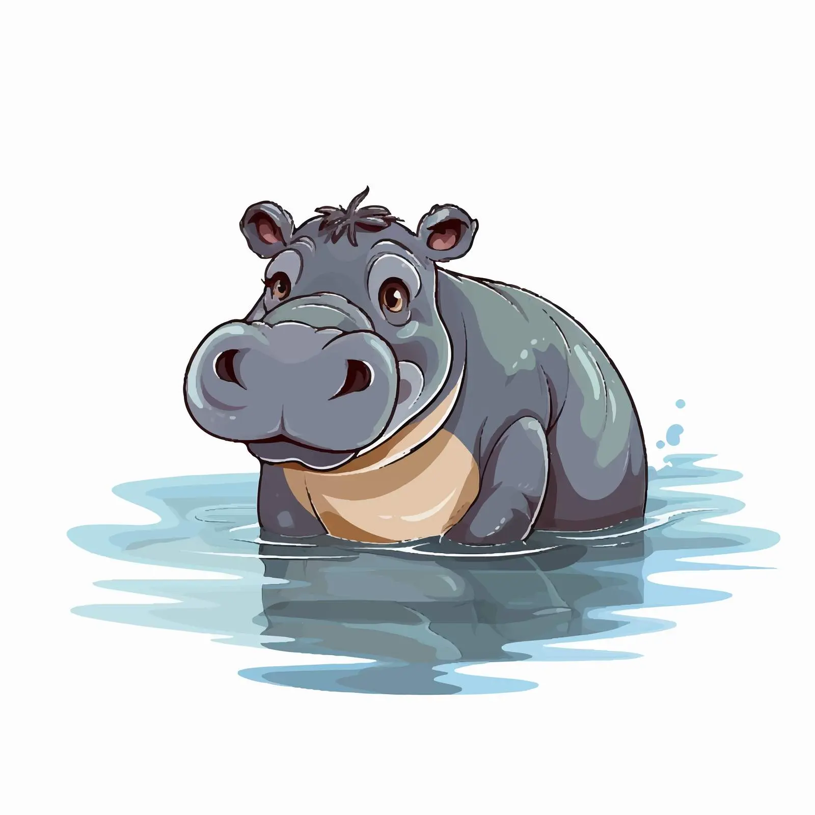 Hippo Cartoon Sketch Vector Illustration — free download from Dotvec