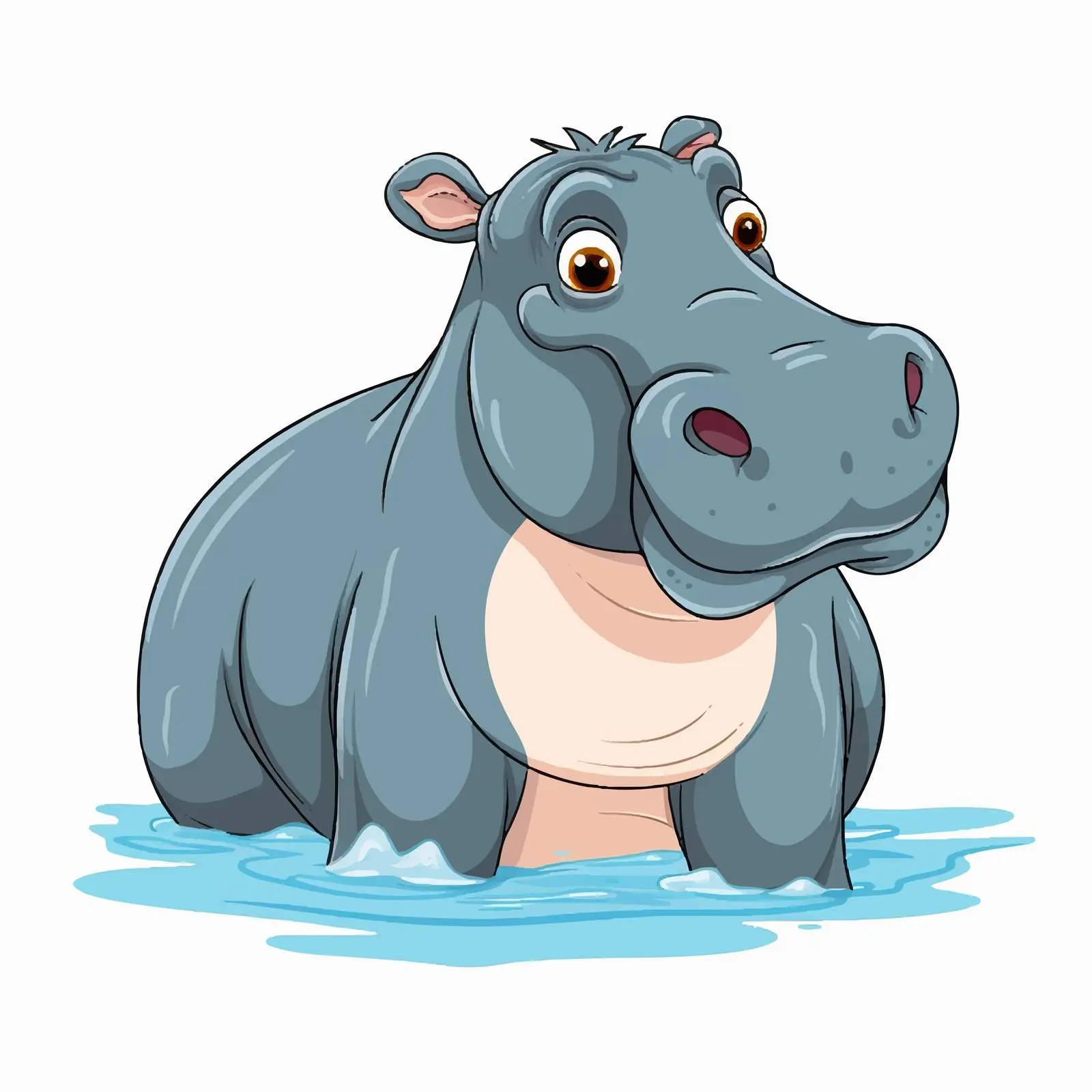 Cartoon Hippo Vector Illustration — free download from Dotvec