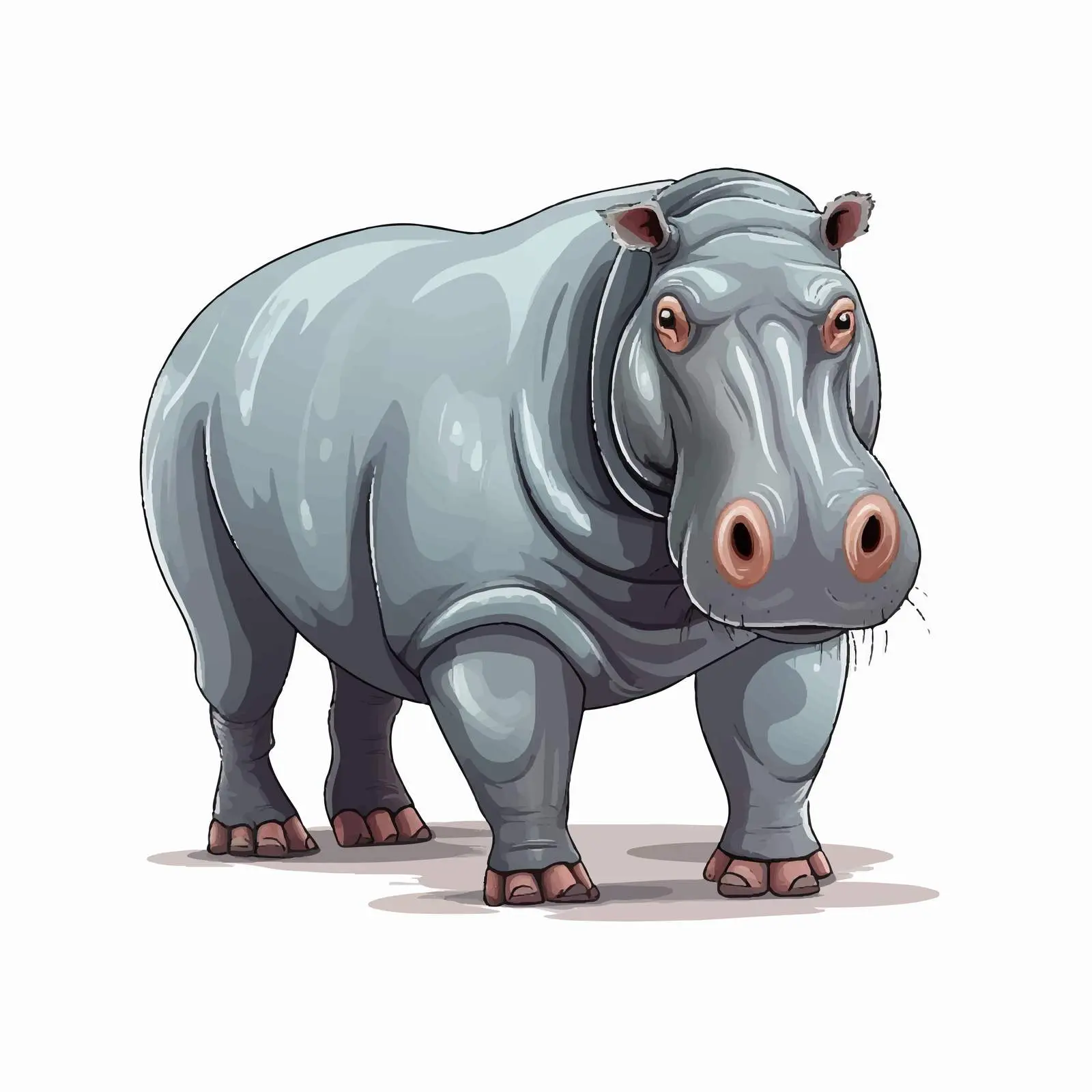 Hippo Line Vector Illustration on White Background — free download from Dotvec