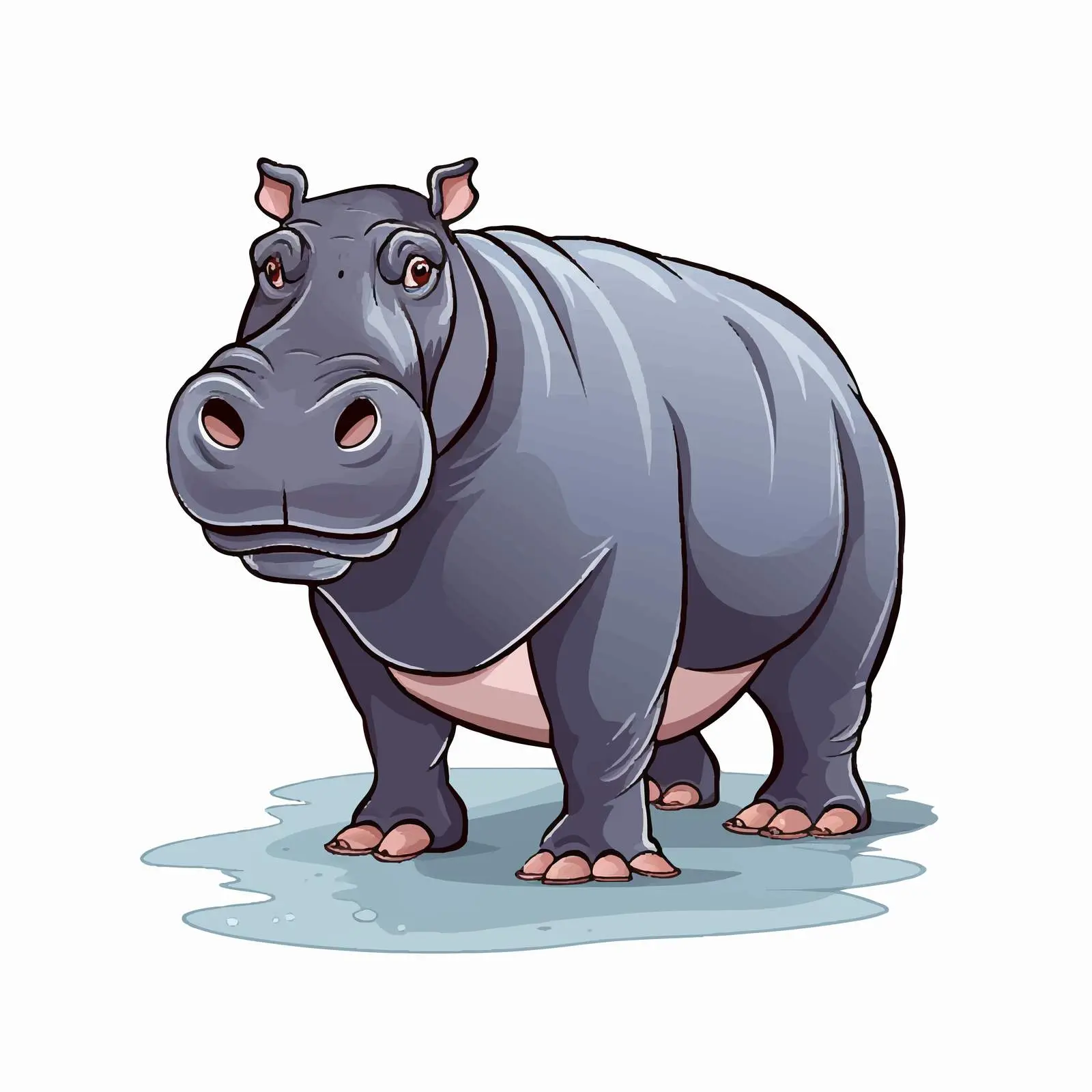 Hippo Line Vector Illustration on White Background — free download from Dotvec