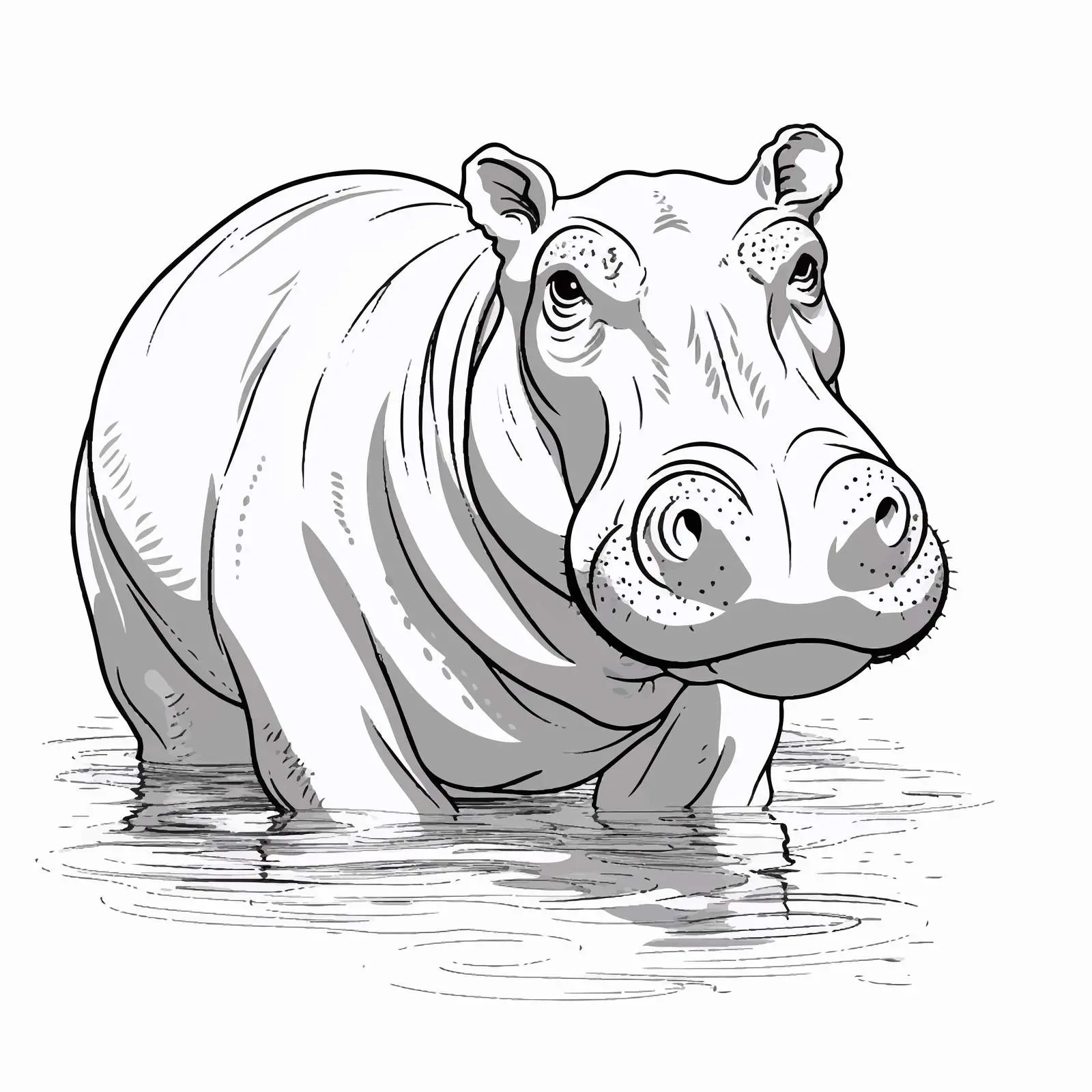 Hippo Outline Vector Illustration on White Background — free download from Dotvec