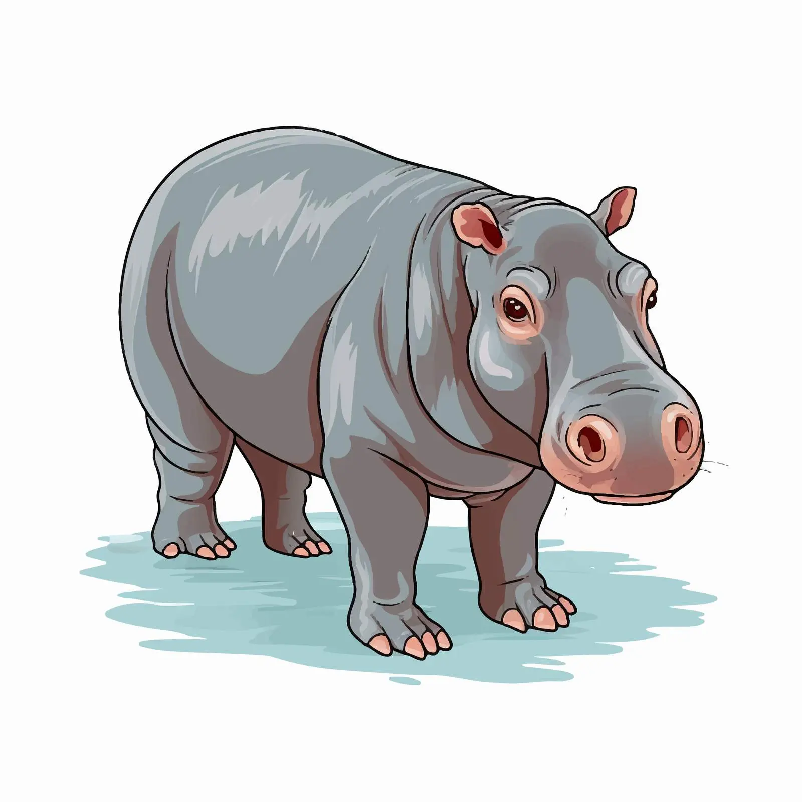 Hippo Outline Vector Illustration on White Background — free download from Dotvec