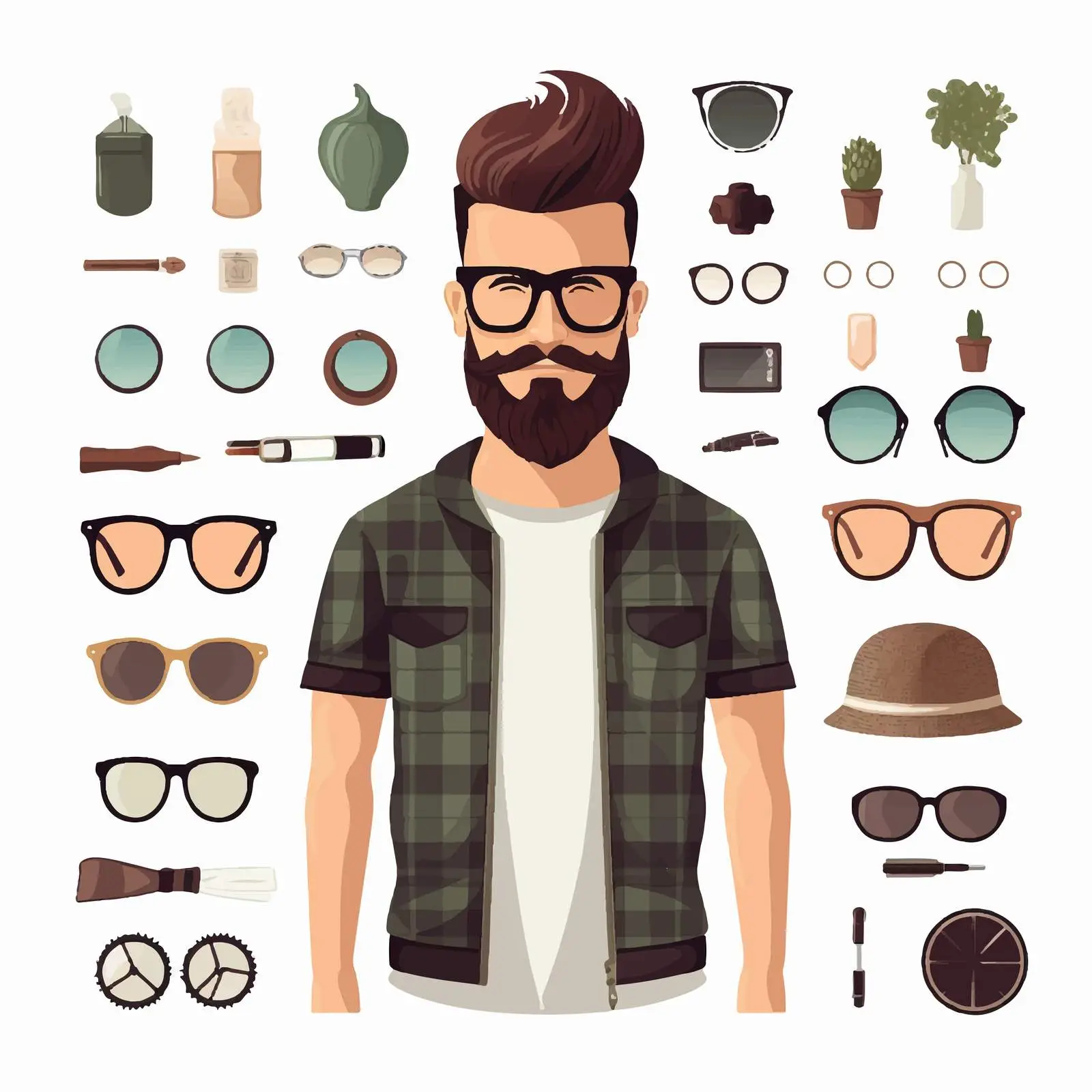 Flat Male Cartoon Hipster Character Set — free download from Dotvec