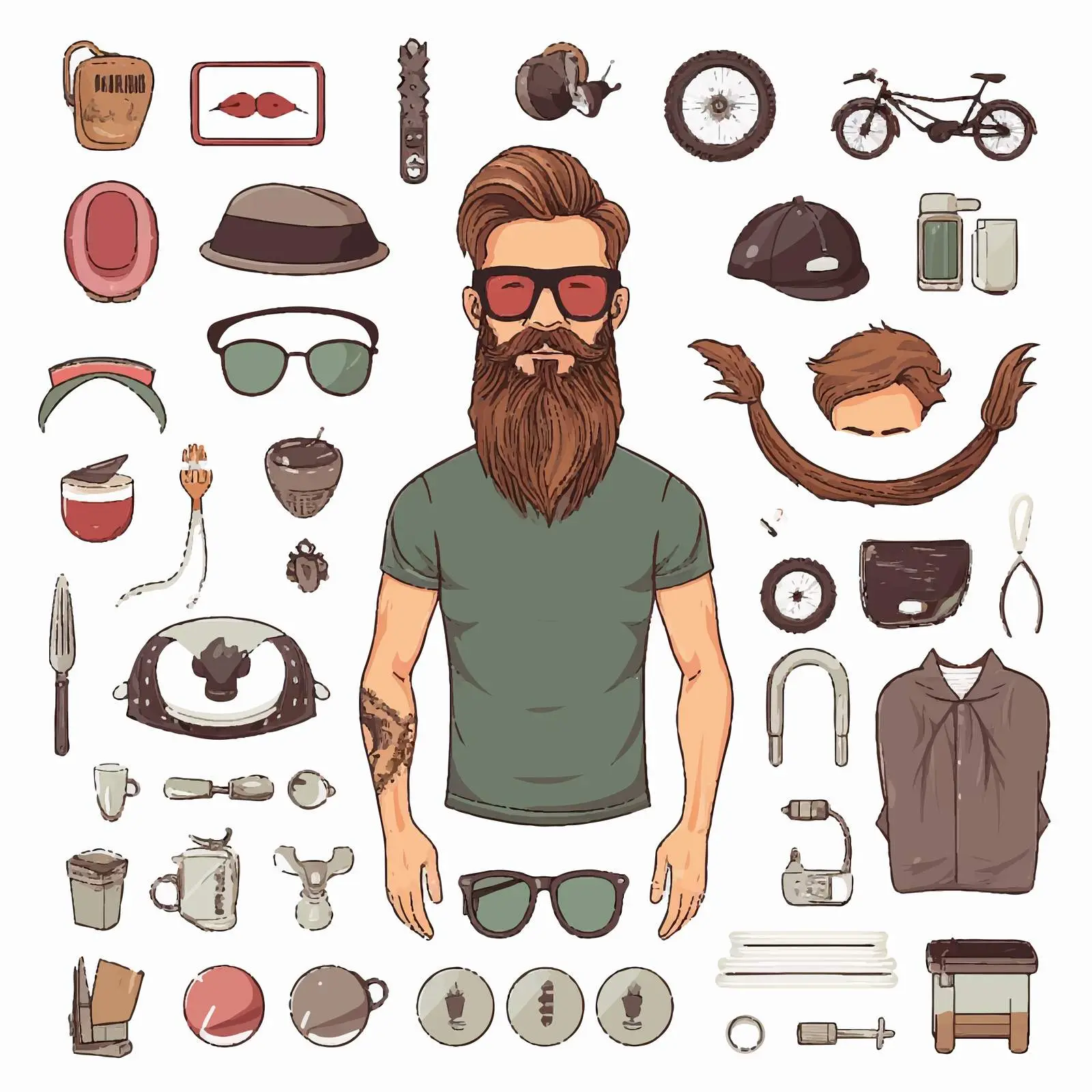 Flat Male Cartoon Hipster Character Creation Kit — free download from Dotvec