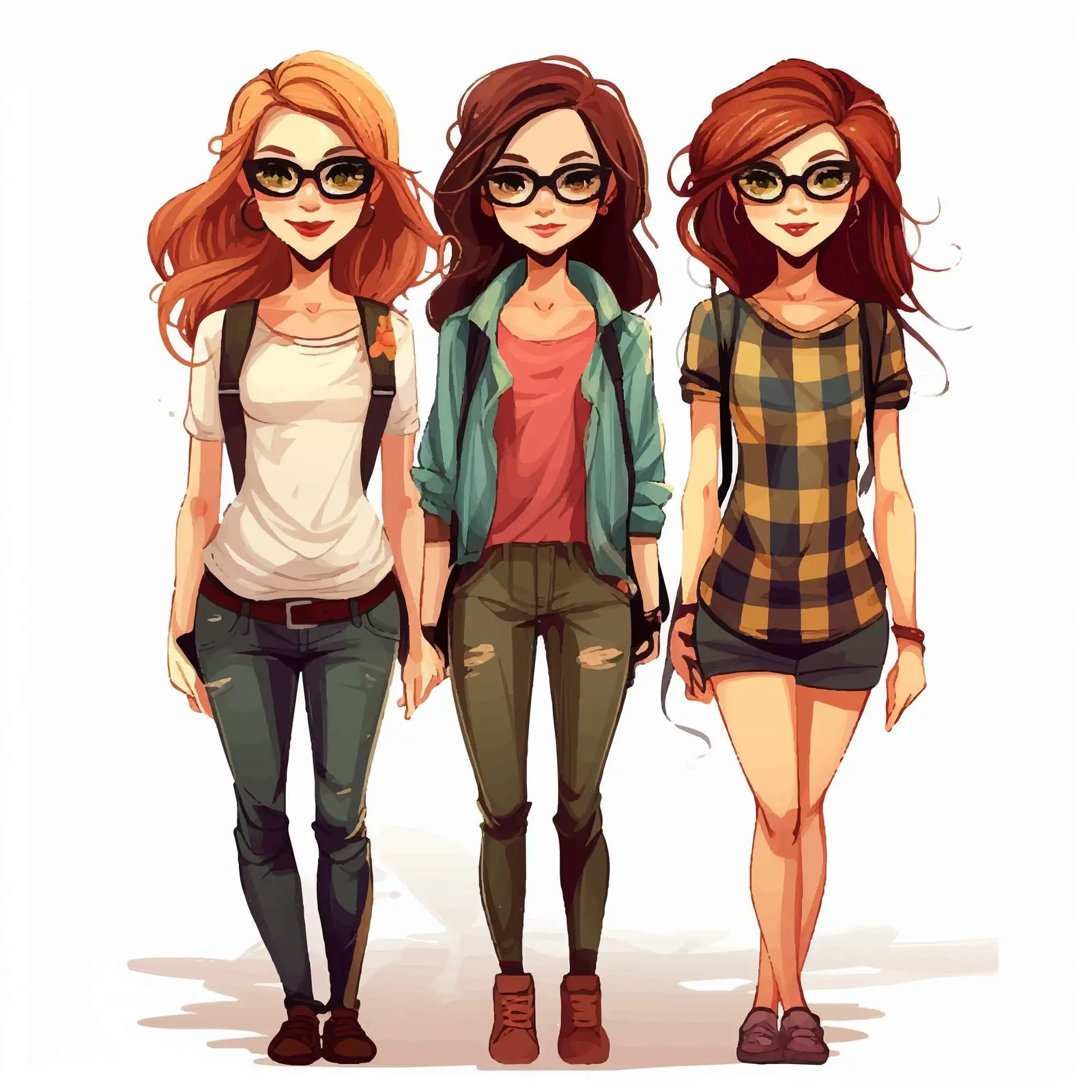 Group Illustration of Hipster Girls in Vector Style — free download from Dotvec