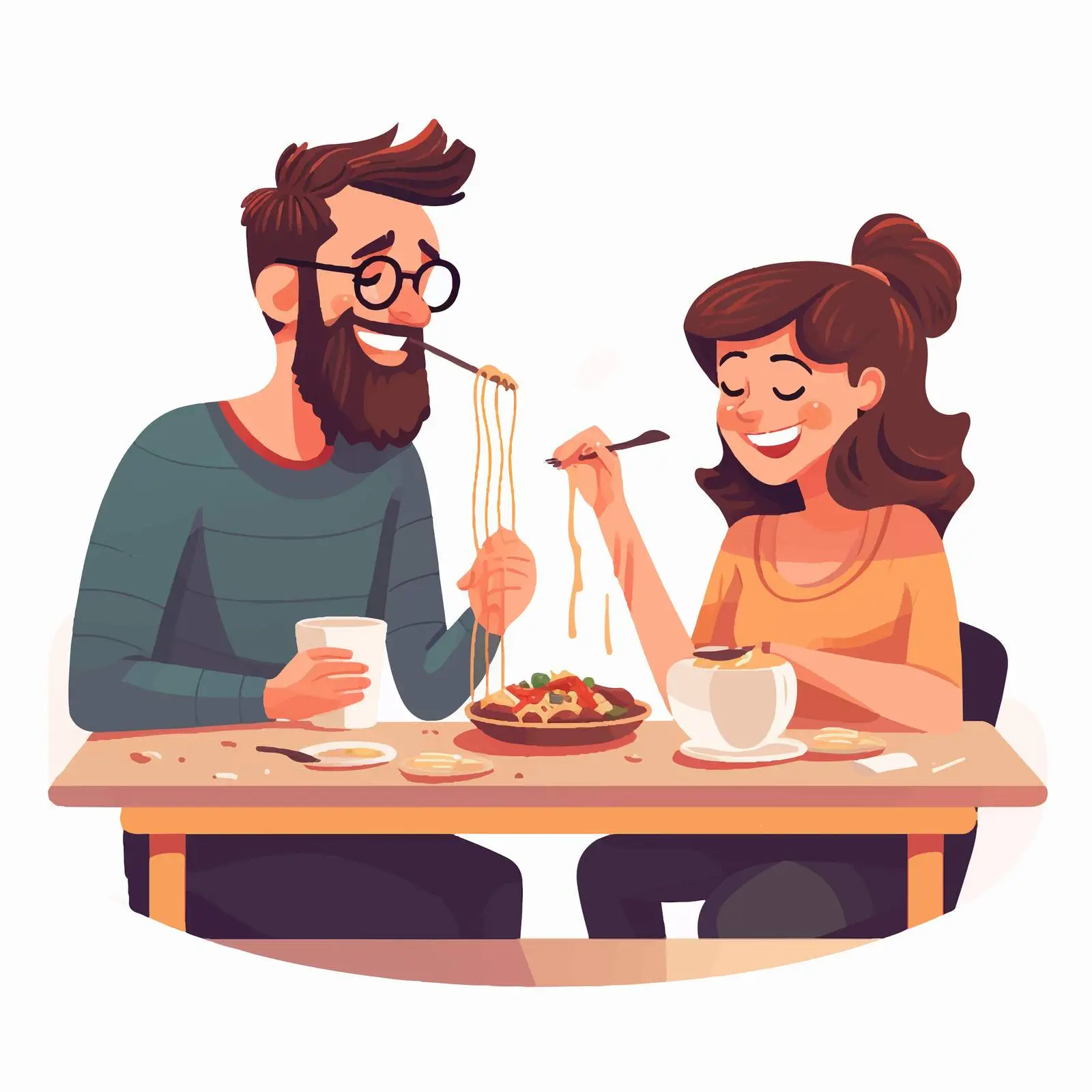 Hipster Couple Enjoying Noodles at Restaurant — free download from Dotvec
