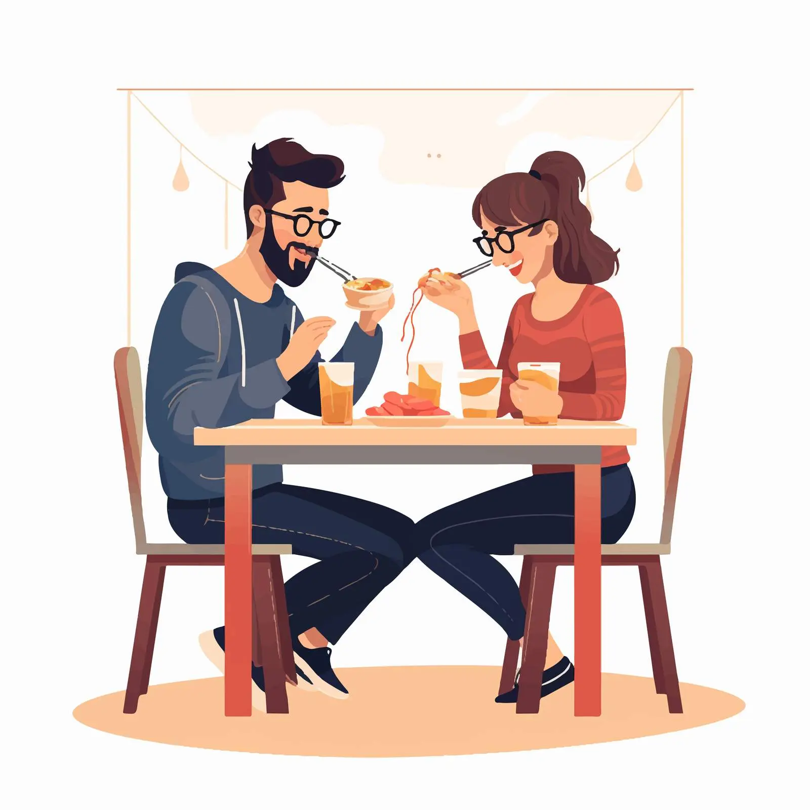 Hipster Couple Enjoying Noodles in Restaurant — free download from Dotvec