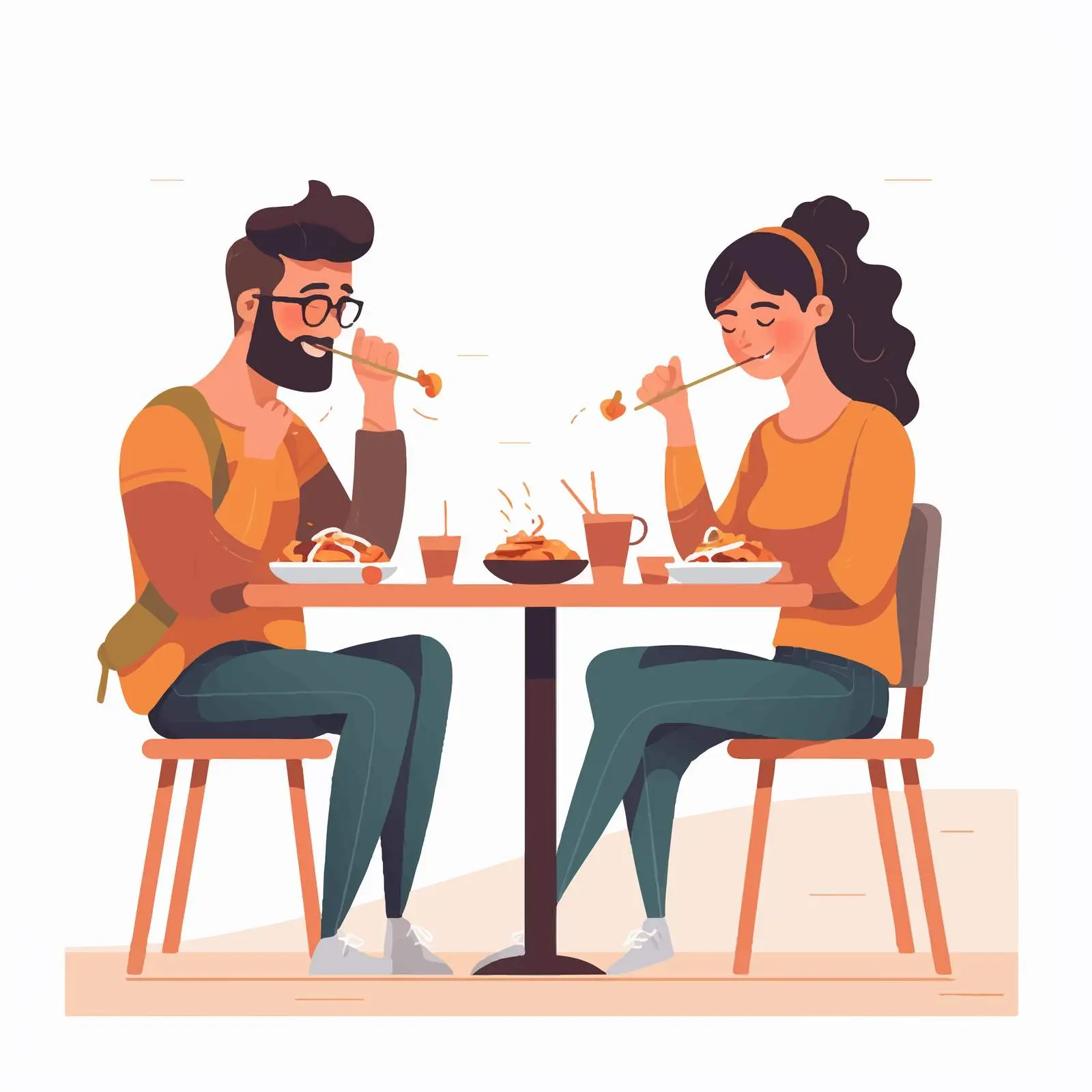 Hipster Couple Dining on Noodles in Restaurant — free download from Dotvec