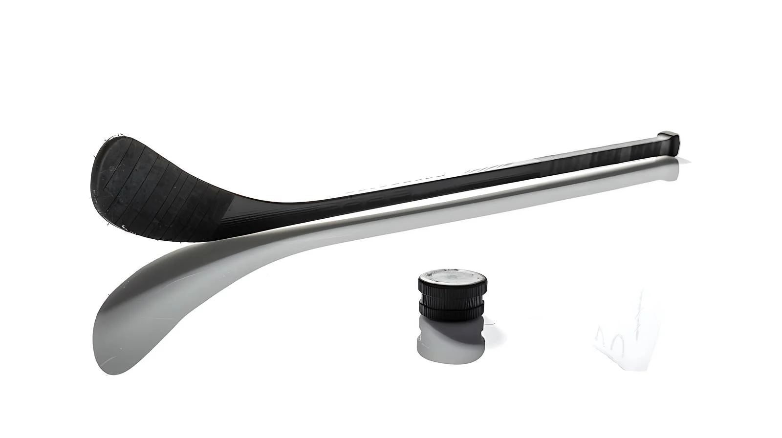 Professional hockey stick and puck on reflective backdrop — free download from Dotvec