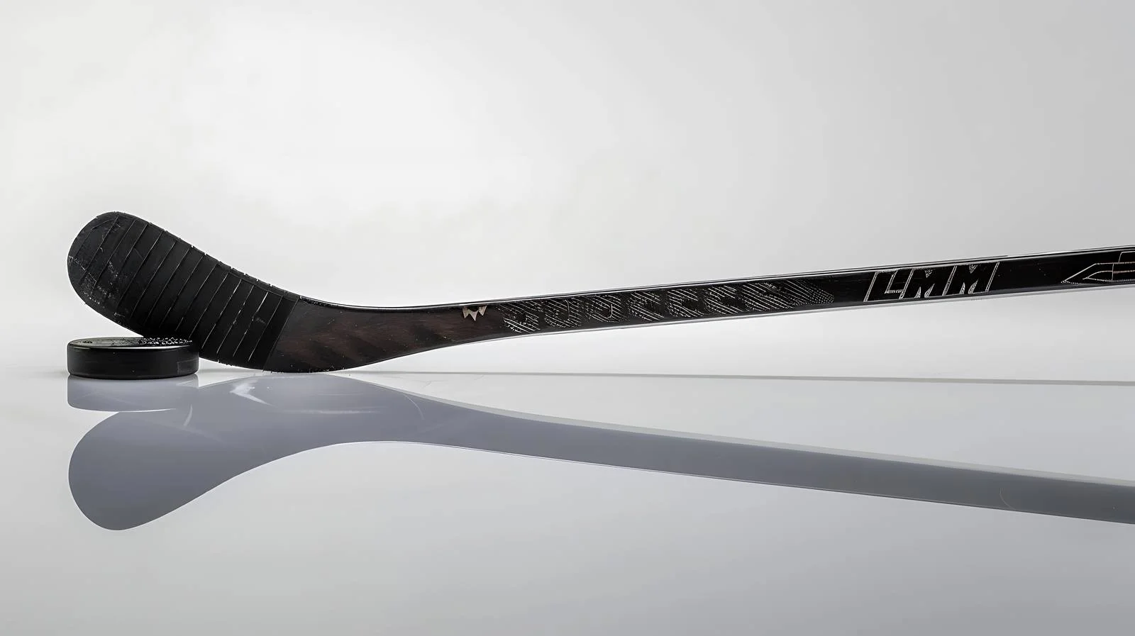 Reflective surface with hockey stick and puck — free download from Dotvec
