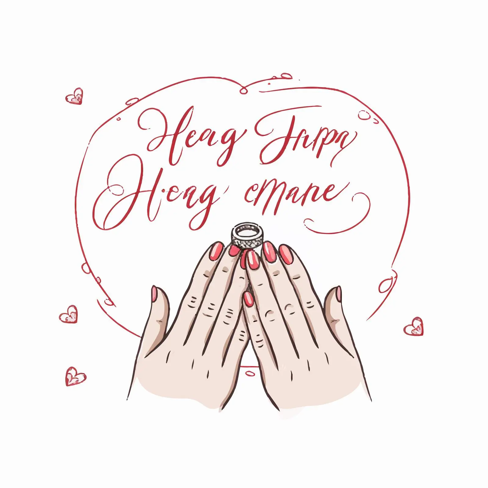 Happy Engagement Handwritten Holiday Card Doodle — free download from Dotvec
