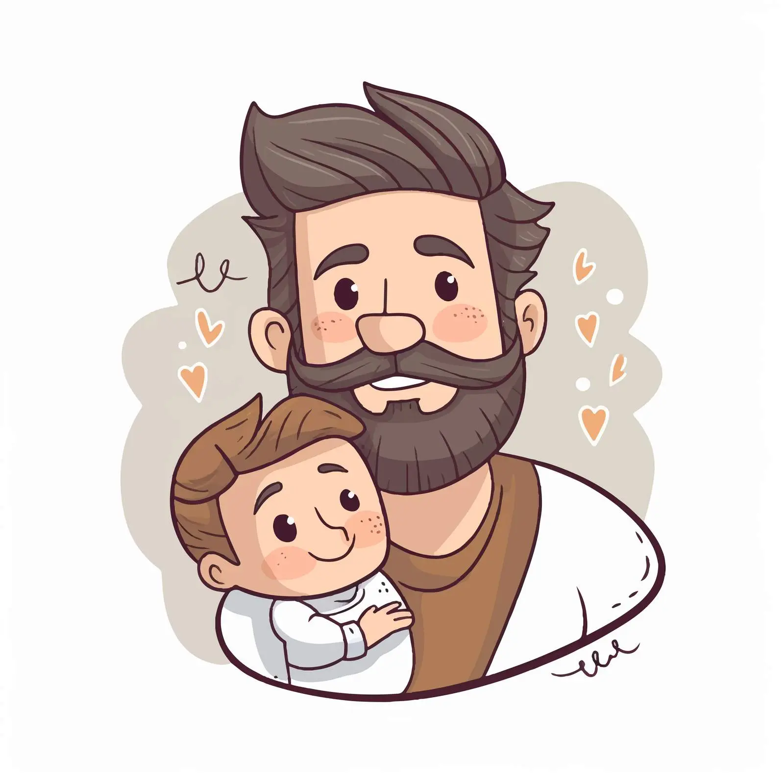 Doodle Style Holiday Card with Dad and Baby — free download from Dotvec