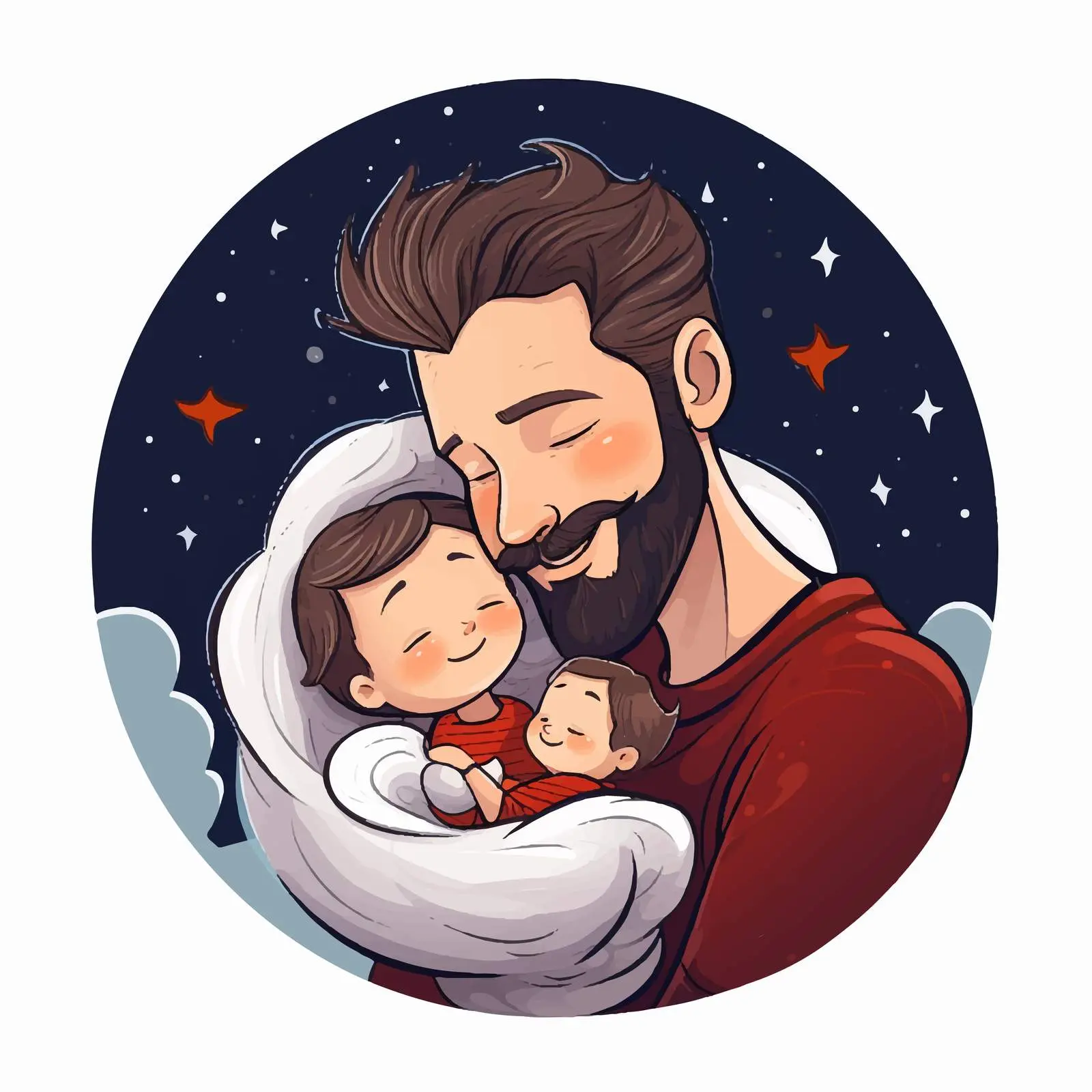Doodle Style Holiday Card: Dad and Baby — free download from Dotvec