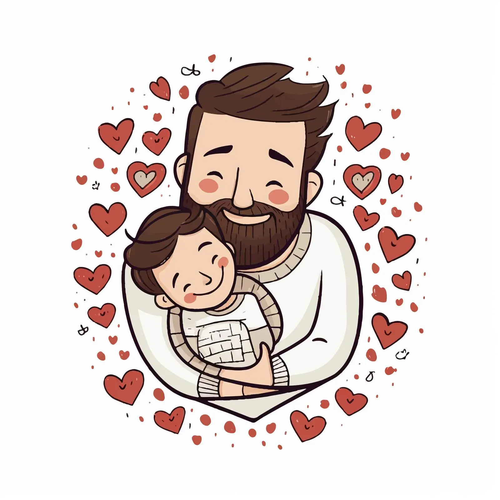 Doodle Style Holiday Card with Dad and Baby — free download from Dotvec