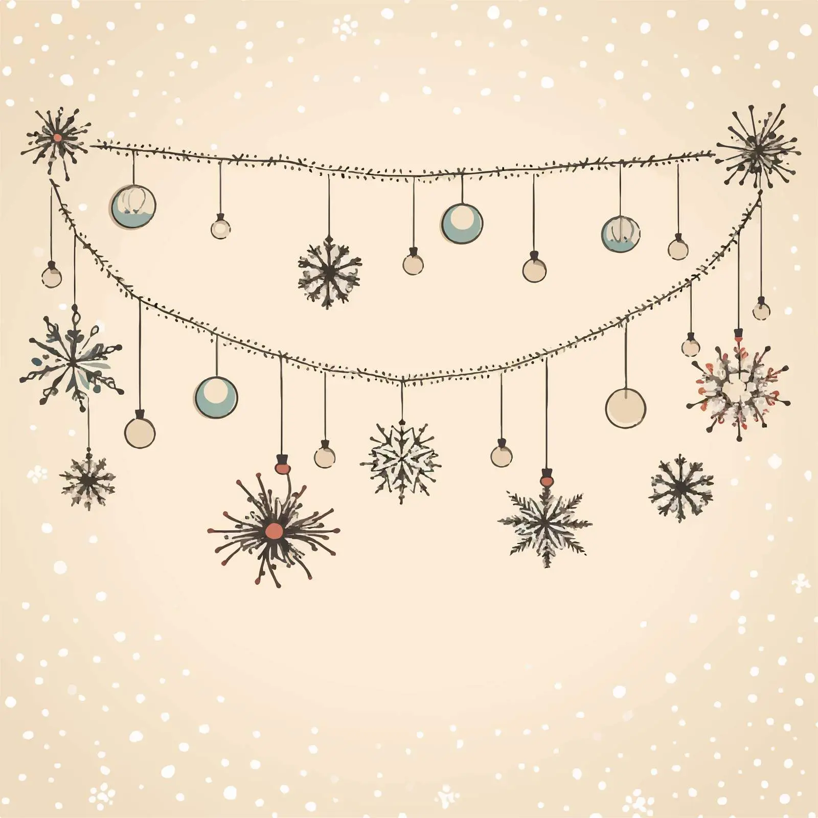 Elegant Holiday Card with Garlands and Snowflakes — free download from Dotvec