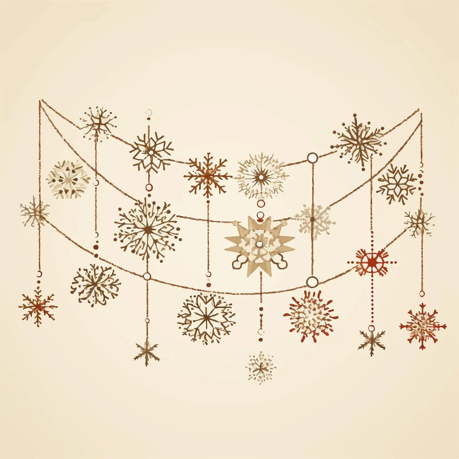 Beige Holiday Card with Garlands and Snowflakes – free colorful visuals image from Dotvec