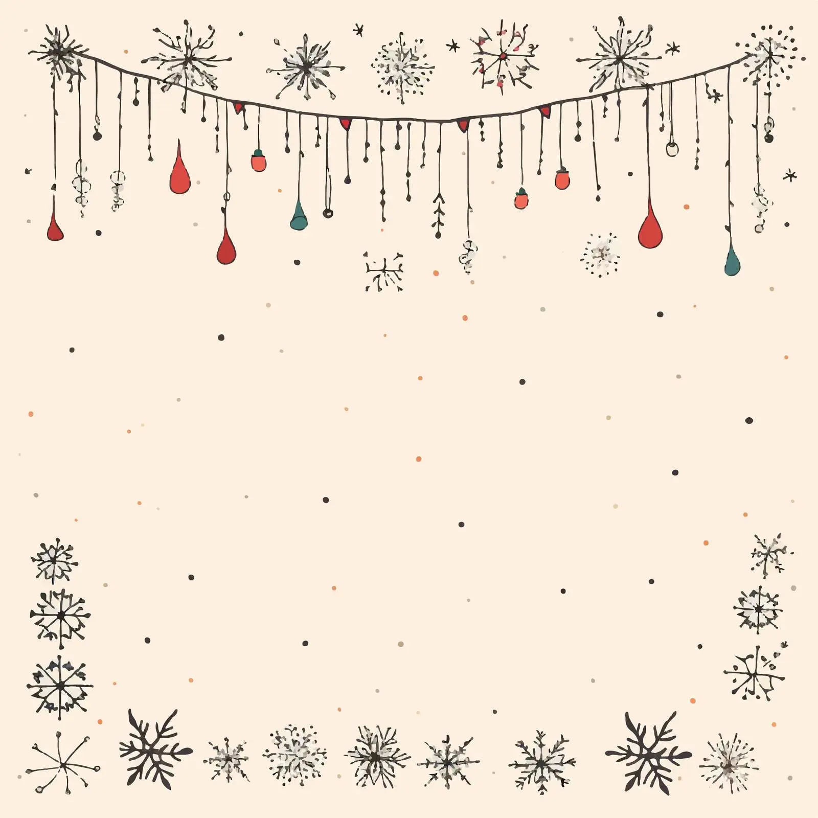 Elegant Holiday Card with Snowflakes and Garlands — free download from Dotvec