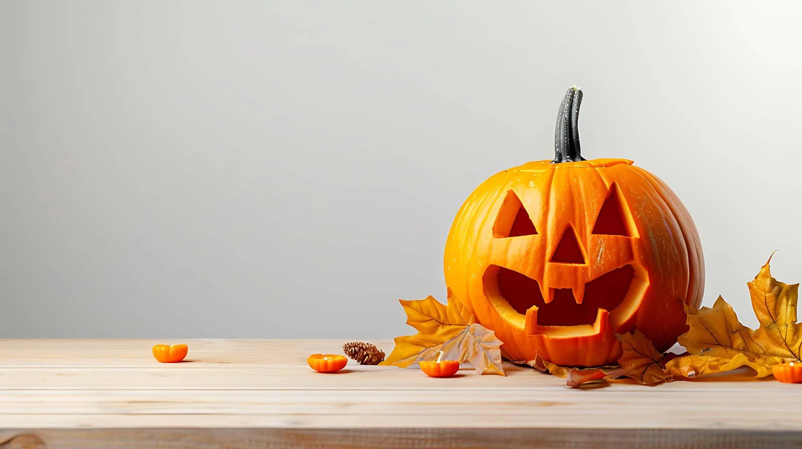 Festive Halloween Pumpkin Decor on Wood — free download from Dotvec
