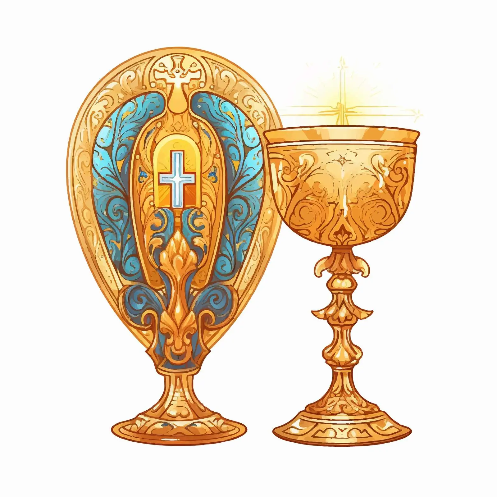 Holy Chalice and Prosphora Byzantine Illustration — free download from Dotvec