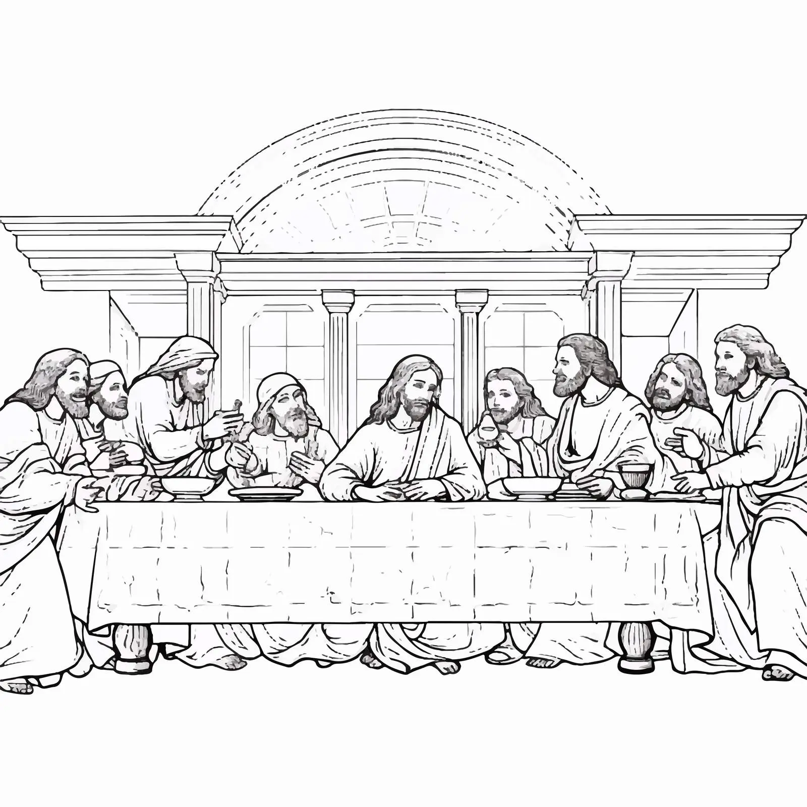 Holy Communion Last Supper Coloring Page – free community event image from Dotvec