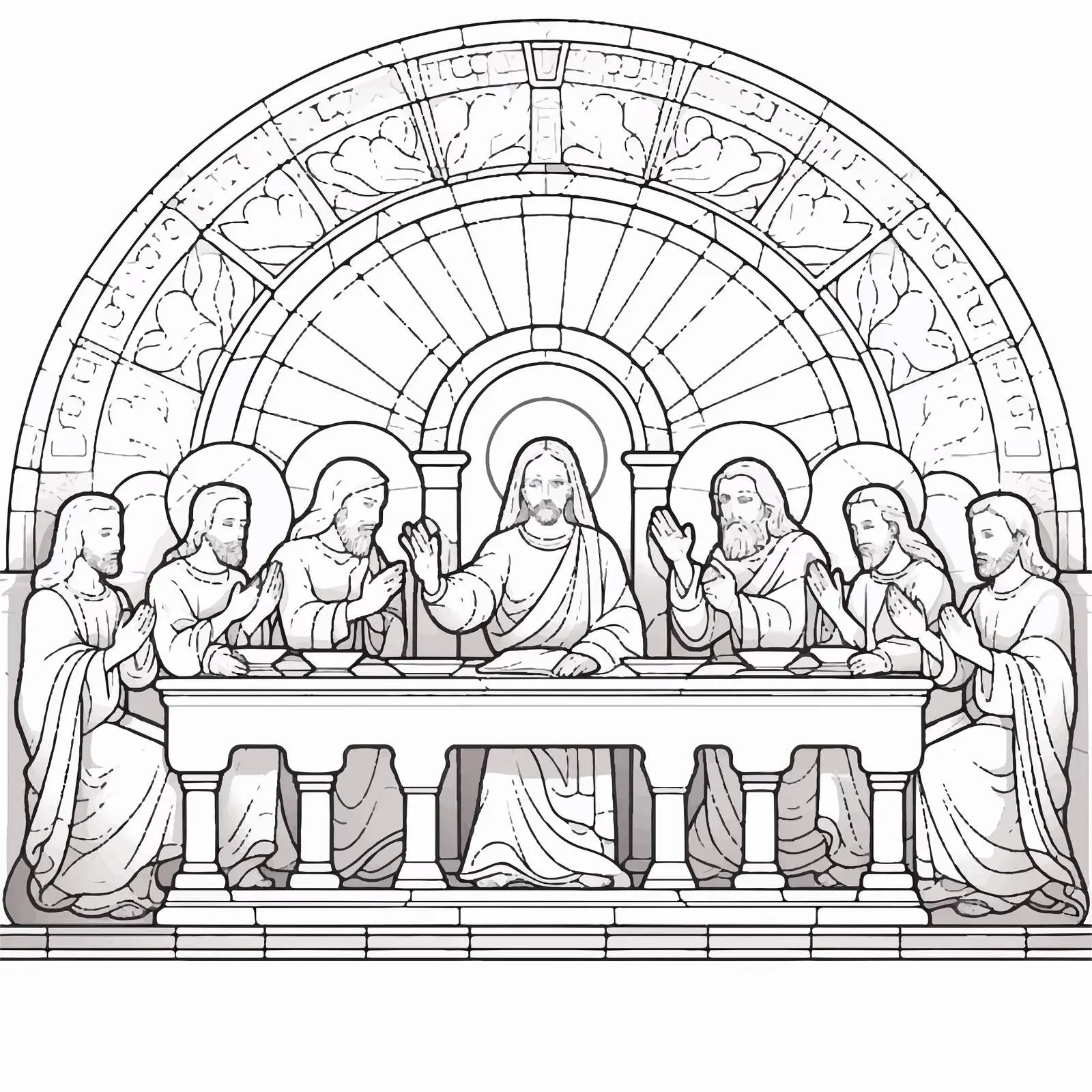 Holy Communion Last Supper Coloring Page — free download from Dotvec