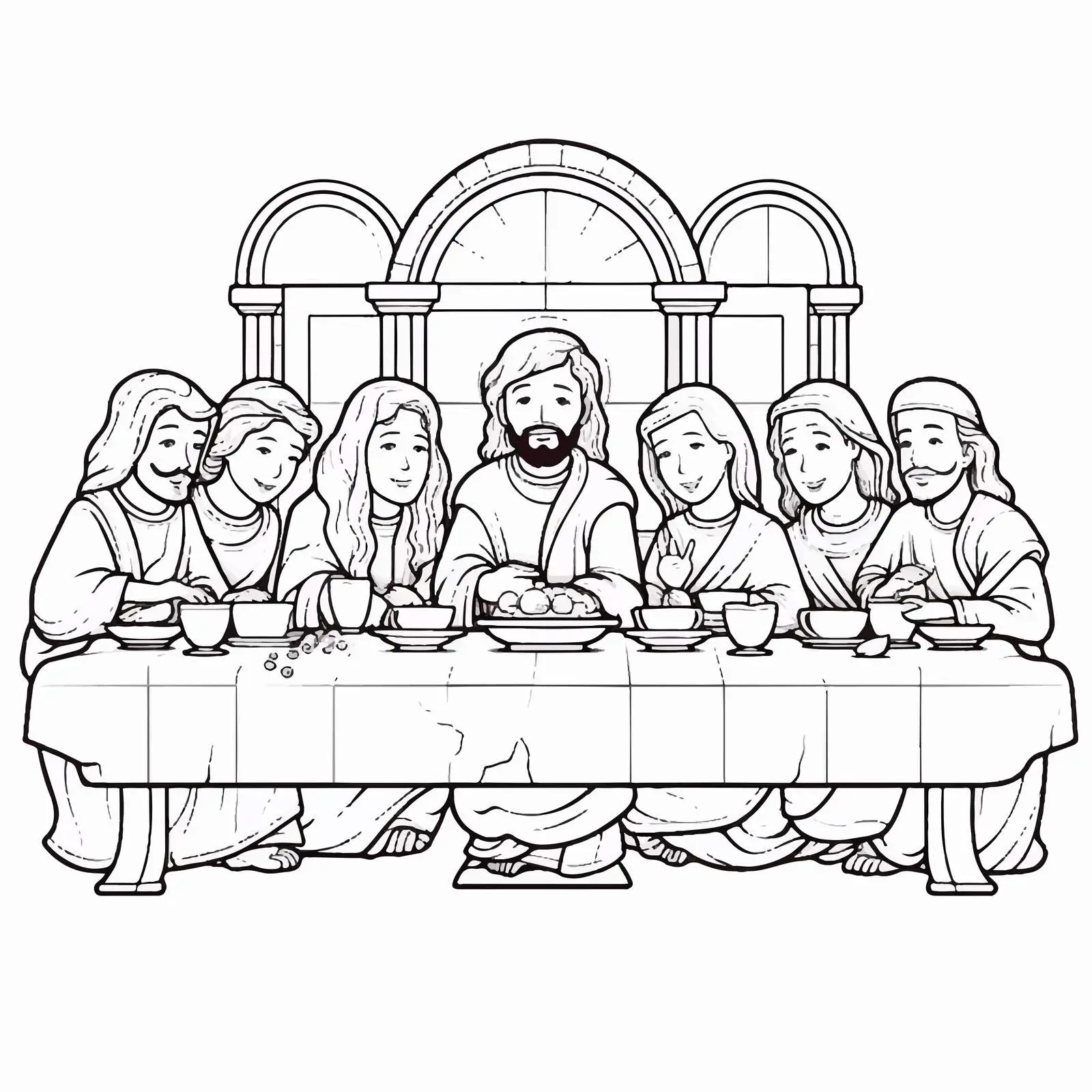 Holy Communion Last Supper Coloring Page — free download from Dotvec