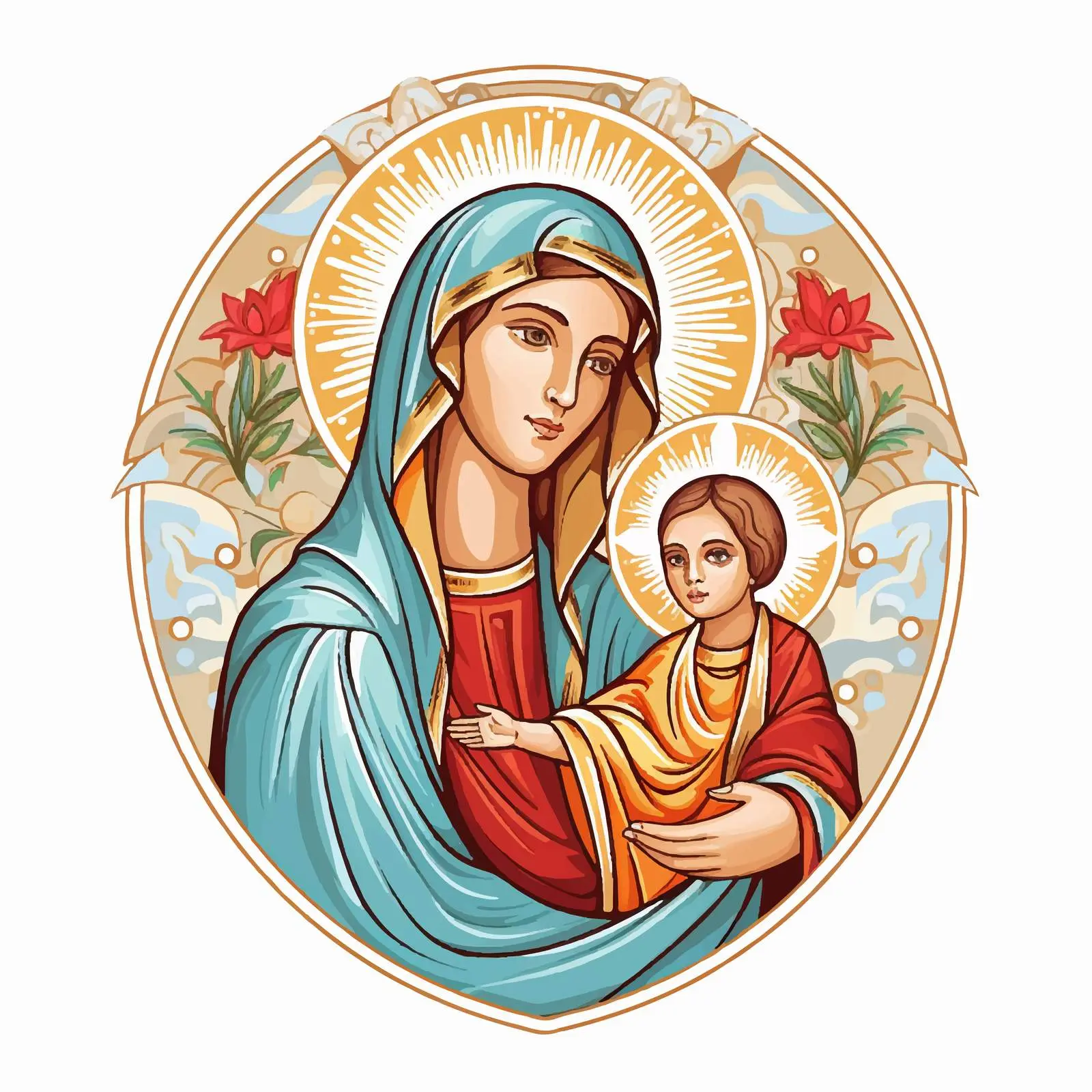 Byzantine Style Illustration of Holy Mary and Jesus — free download from Dotvec