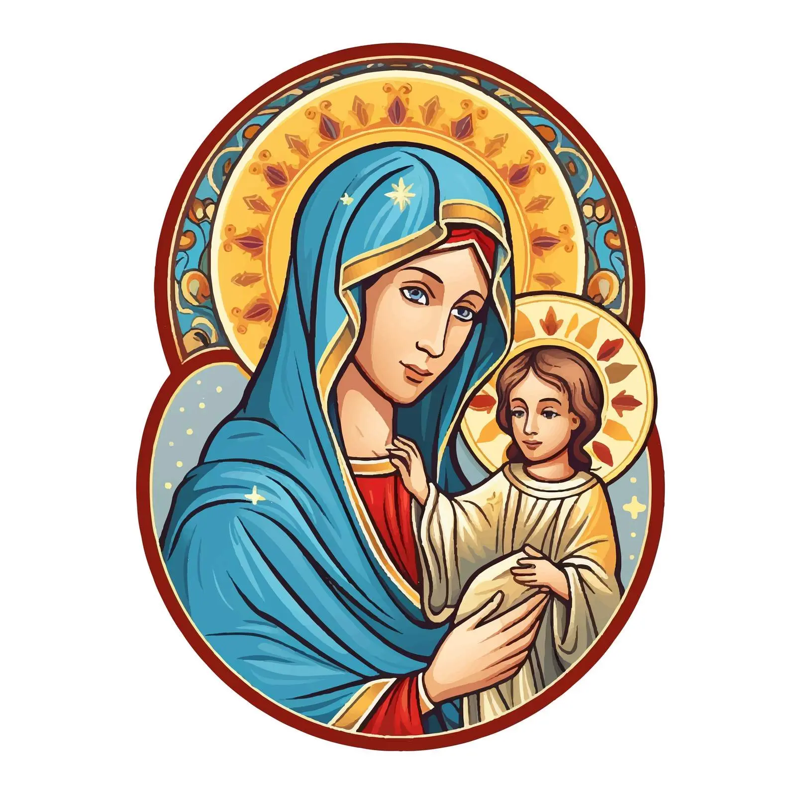 Byzantine Style Illustration of Holy Mary and Jesus — free download from Dotvec