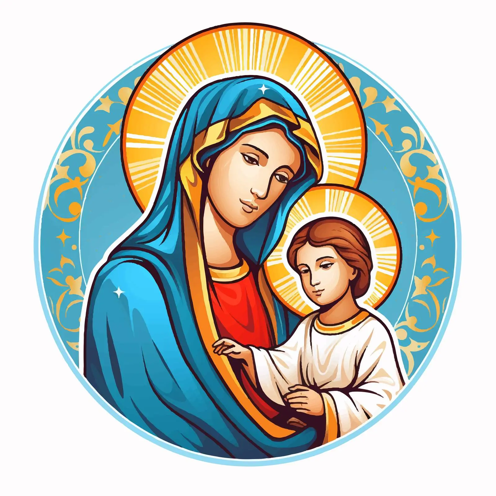 Byzantine Style Illustration of Holy Mary and Jesus – free saint imagery image from Dotvec