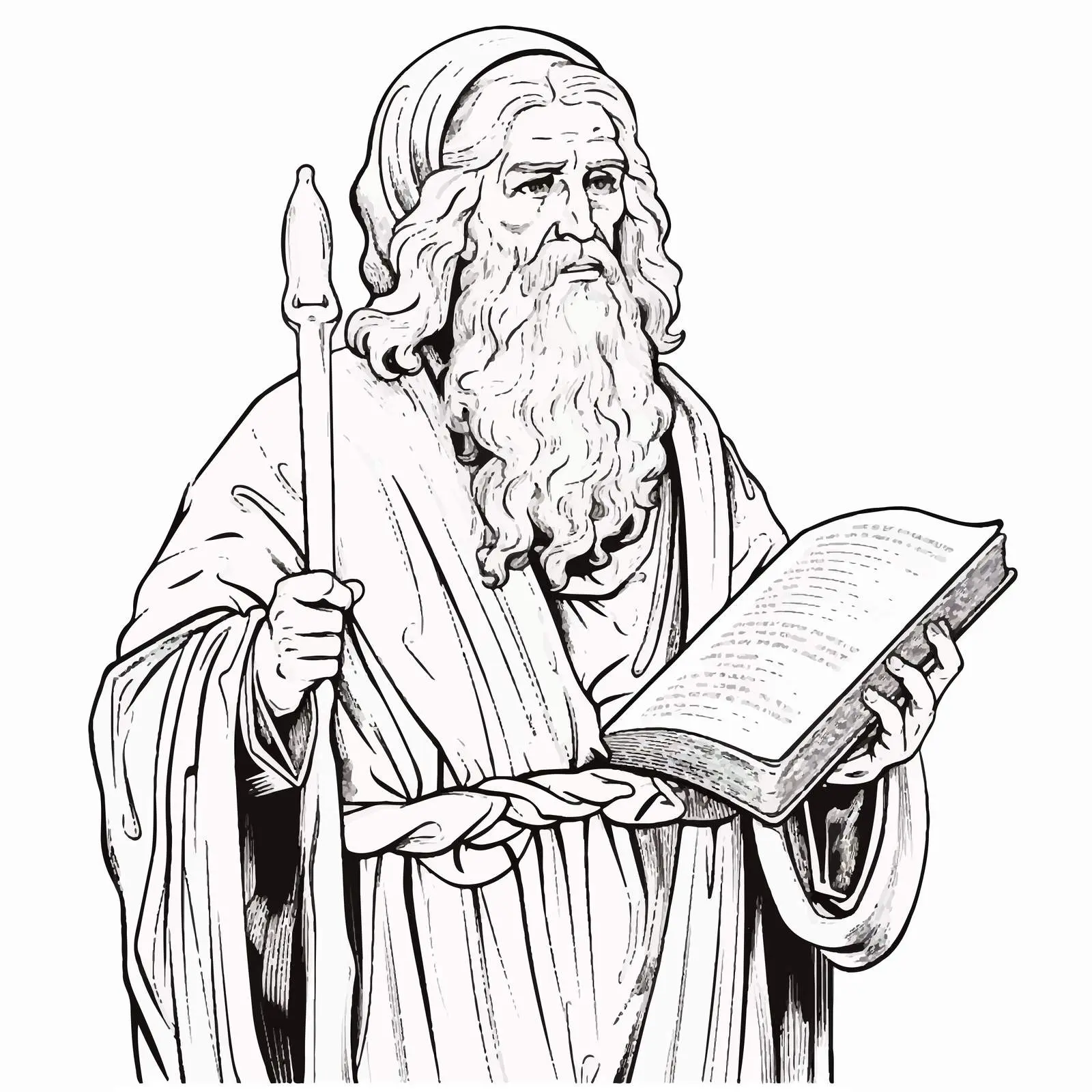 Moses Accepts the Law - Vintage Coloring Page — free download from Dotvec