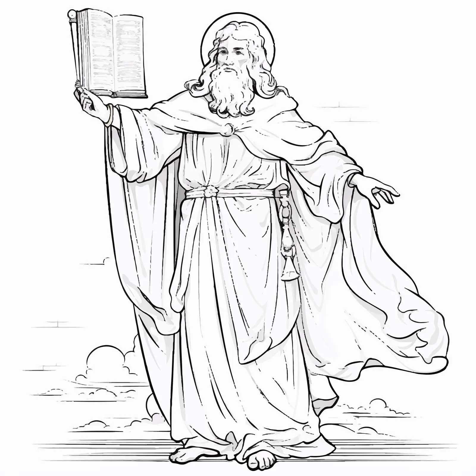 Moses Accepting the Law Vintage Coloring Page — free download from Dotvec