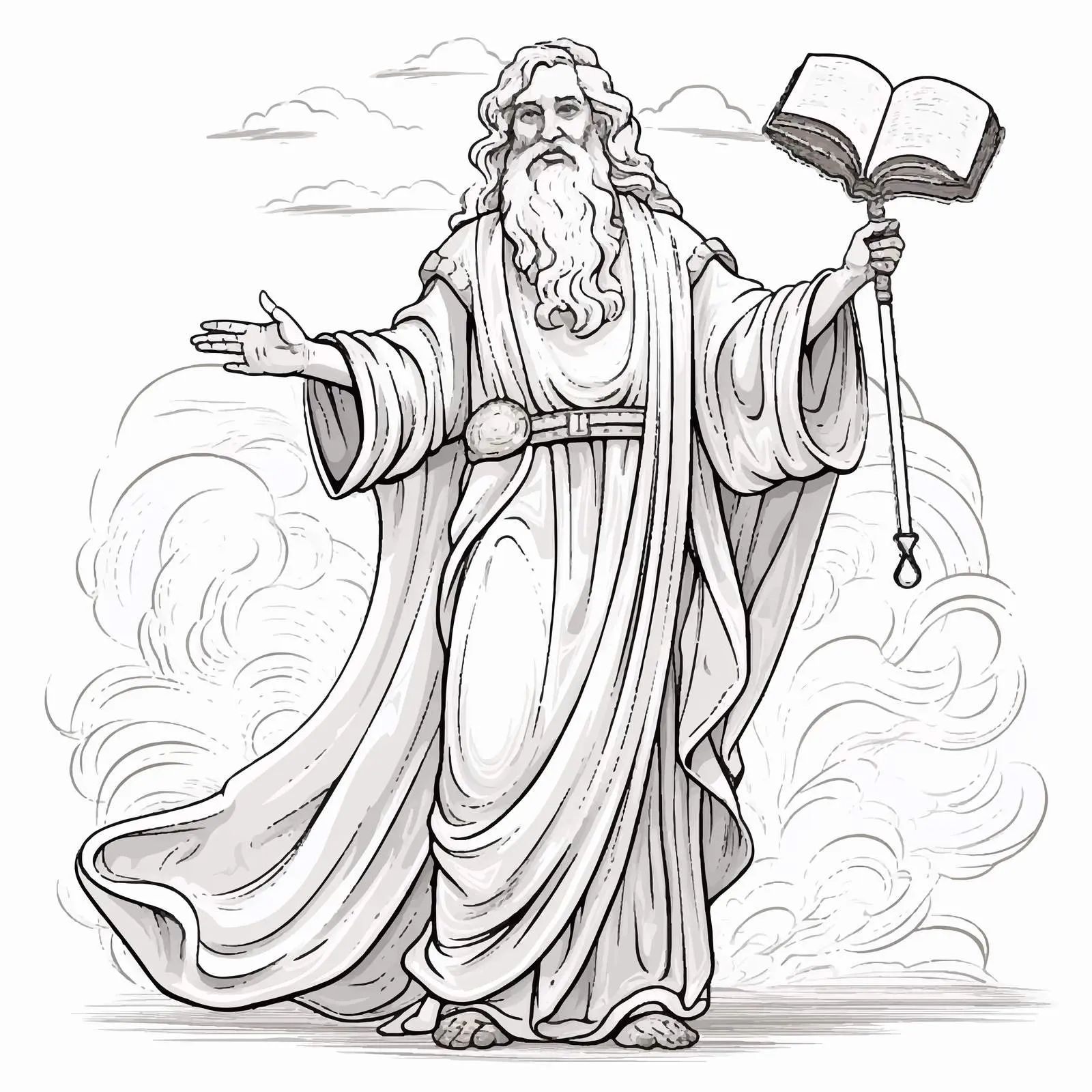 Moses Accepts the Law - Vintage Coloring Page — free download from Dotvec