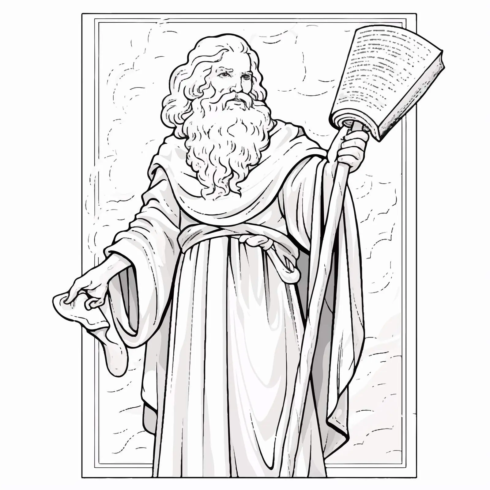 Moses Accepts the Law Vintage Coloring Page — free download from Dotvec